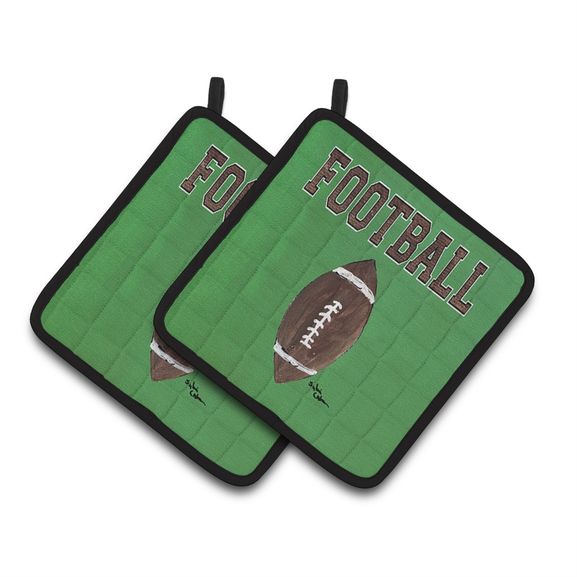 'Caroline'S Treasures Football Pair Of Pot Holders 8487Pthd, 7.5Hx7.5W, Multicolor''