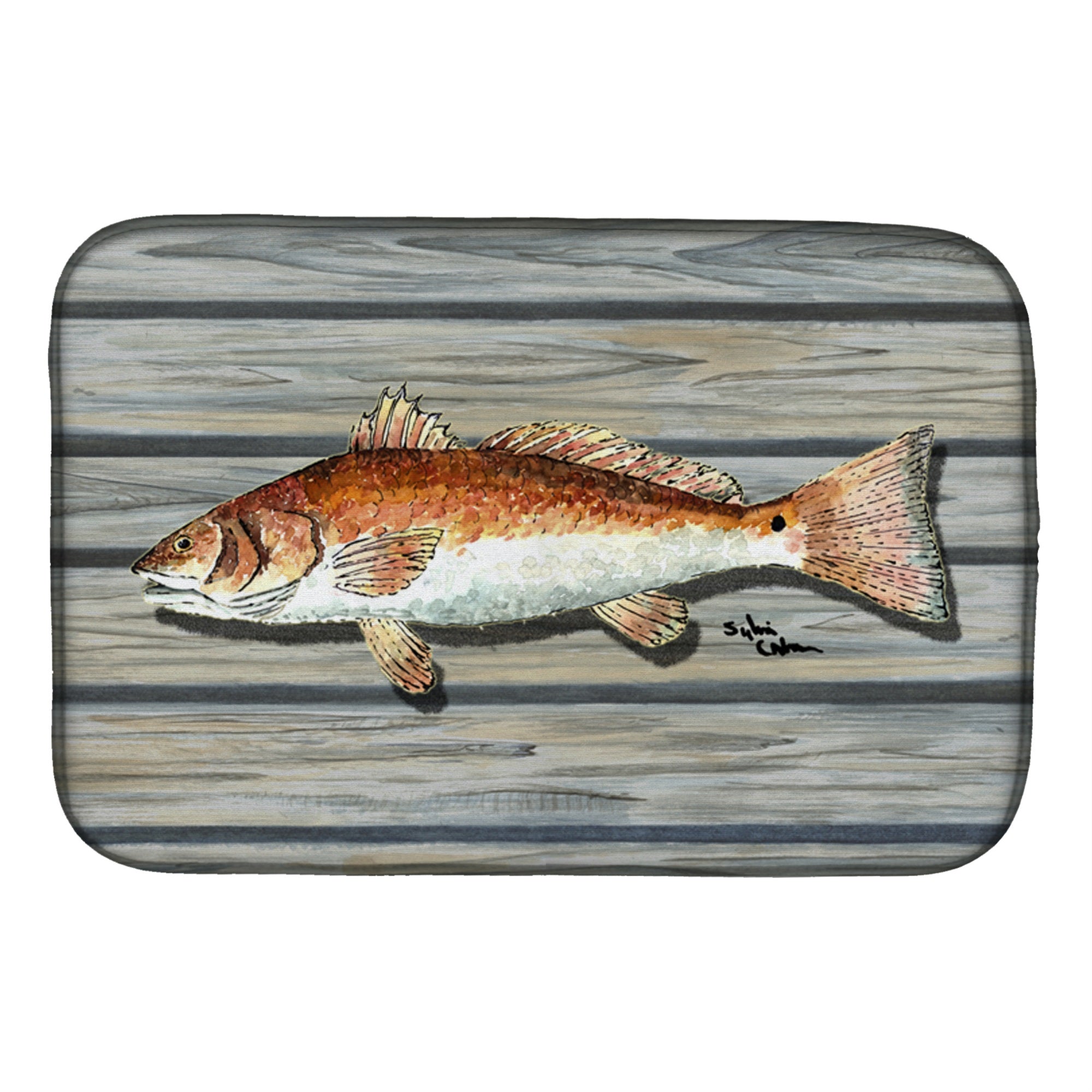 'Caroline'S Treasures Red Fish Dish Drying Mat, 14 X 21, Multicolor''