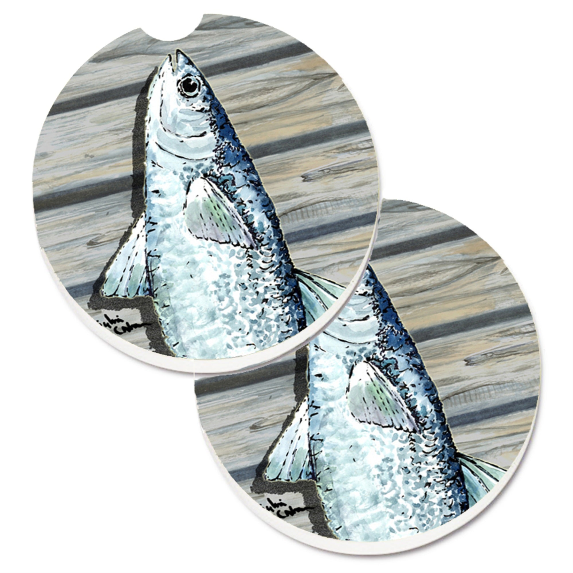 'Caroline'S Treasures Fish Mullet Set Of 2 Cup Holder Car Coasters 8490Carc, 2.56, Multicolor''
