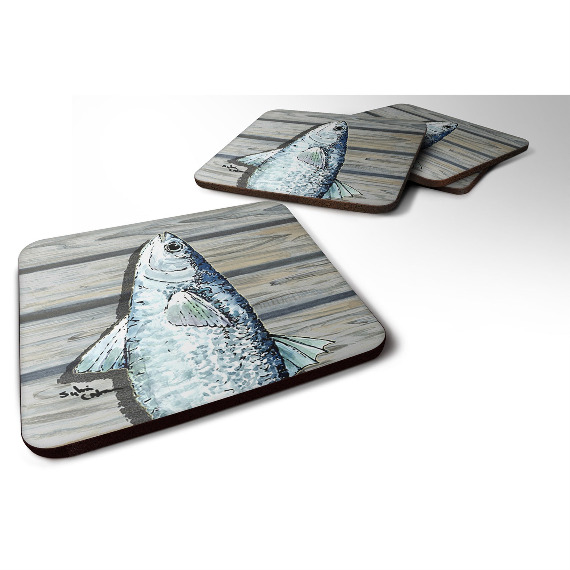 'Caroline'S Treasures 8490Fc Mullet Foam Coasters (Set Of 4), 3.5'''' H X 3.5'''' W, Multicolor''