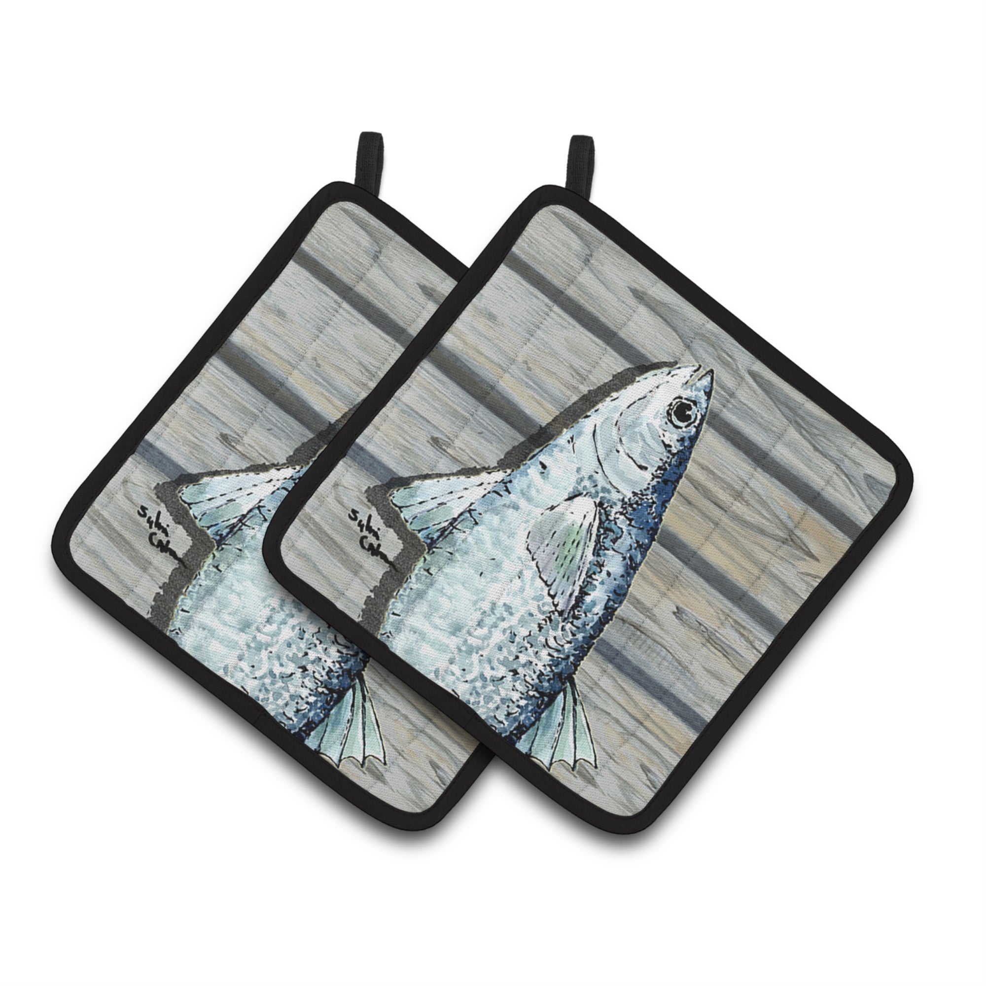 'Caroline'S Treasures Fish Mullet Pair Of Pot Holders 8490Pthd, 7.5Hx7.5W, Multicolor''