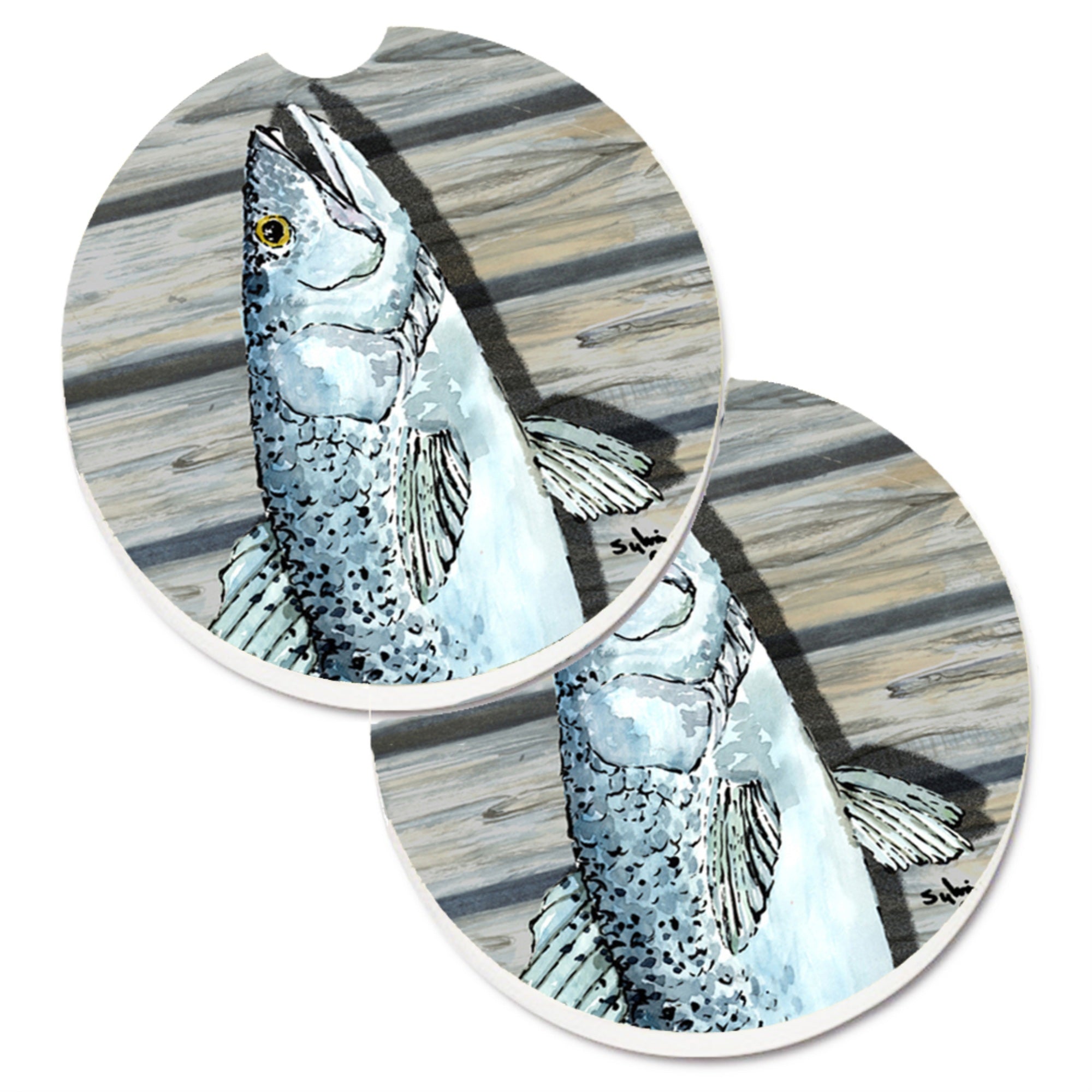 'Caroline'S Treasures Fish Speckled Trout Set Of 2 Cup Holder Car Coasters 8494Carc, 2.56, Multicolor''