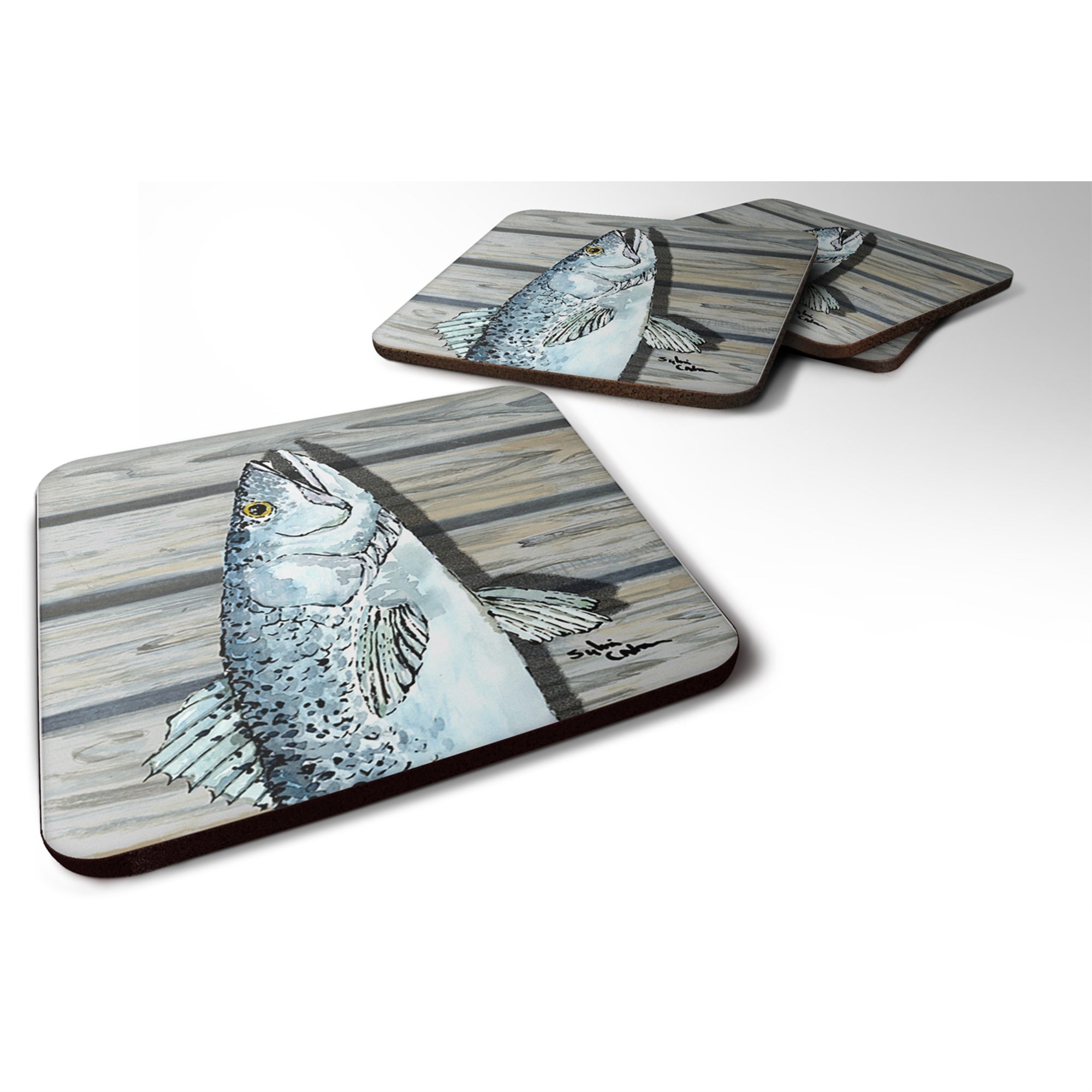 'Caroline'S Treasures 8494Fc Trout Foam Coasters (Set Of 4), 3.5'''' H X 3.5'''' W, Multicolor''