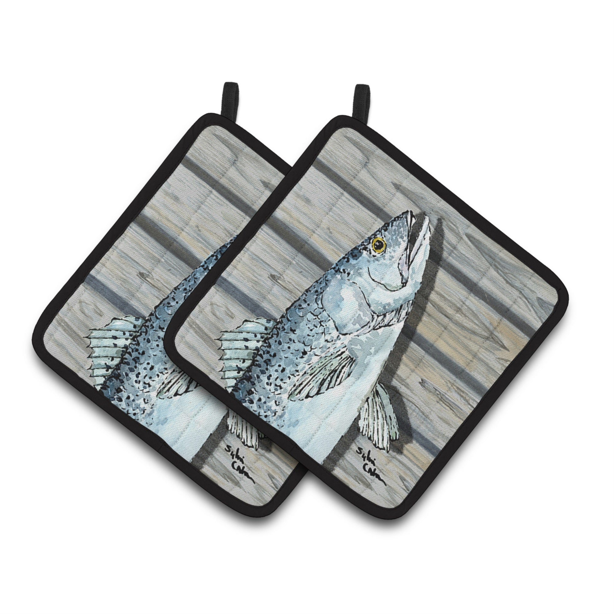 'Caroline'S Treasures Fish Speckled Trout Pair Of Pot Holders 8494Pthd, 7.5Hx7.5W, Multicolor''