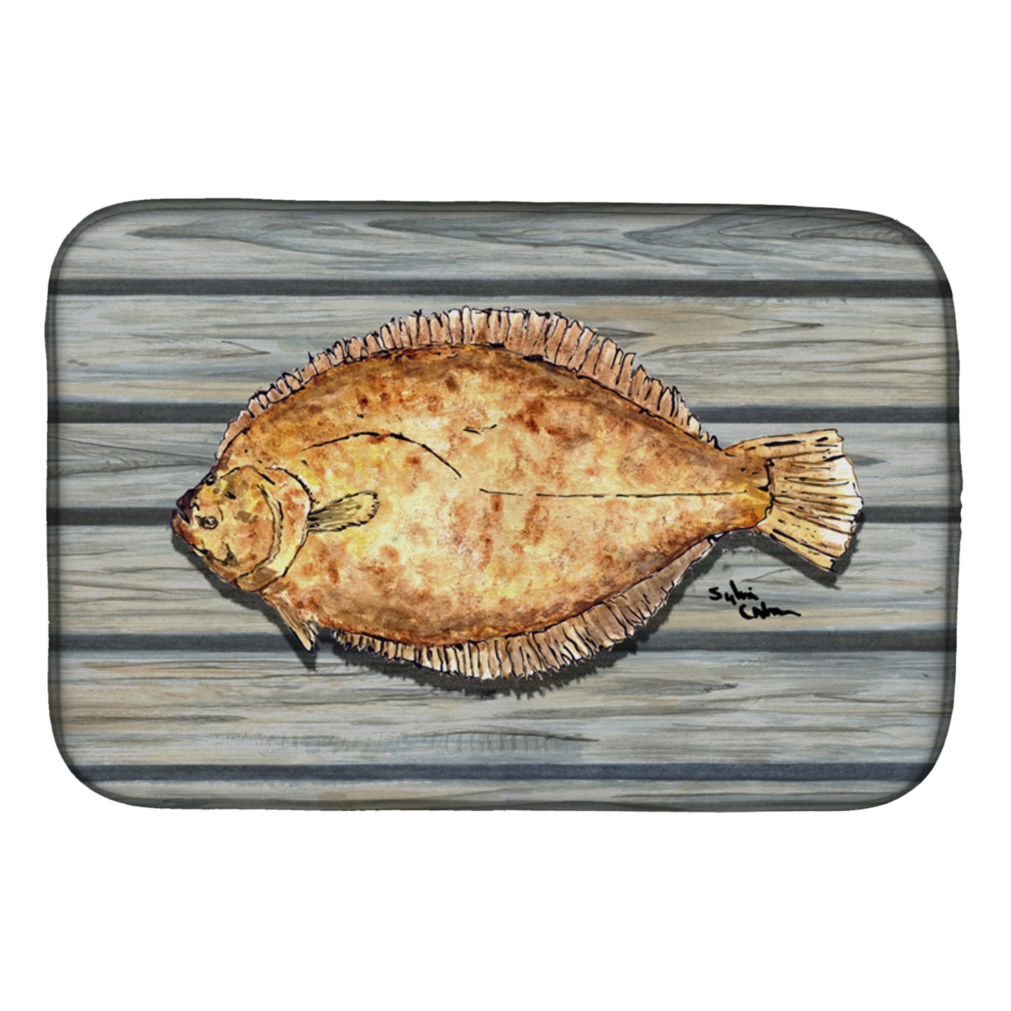 'Caroline'S Treasures Fish Flounder Dish Drying Mat, 14'''' X 21'''', Multicolor''