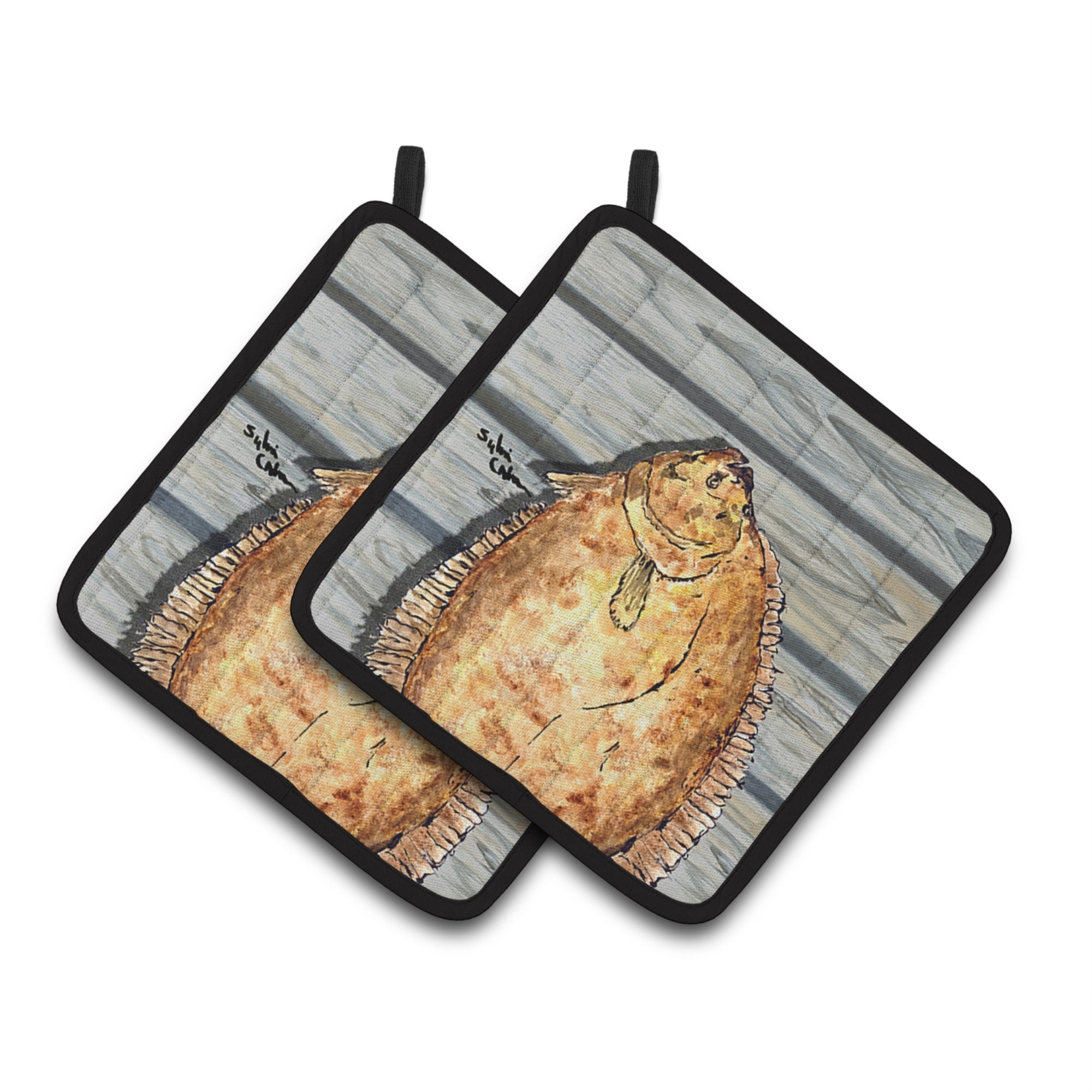 'Caroline'S Treasures Fish Flounder Pair Of Pot Holders 8495Pthd, 7.5Hx7.5W, Multicolor''