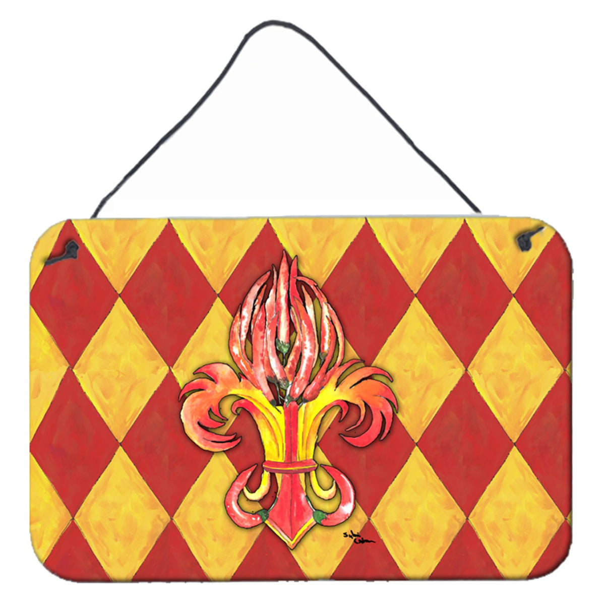 'Caroline'S Treasures Peppers Fleur De Lis Aluminum Metal Wall Or Door Hanging Prints, 8 X 12''''''