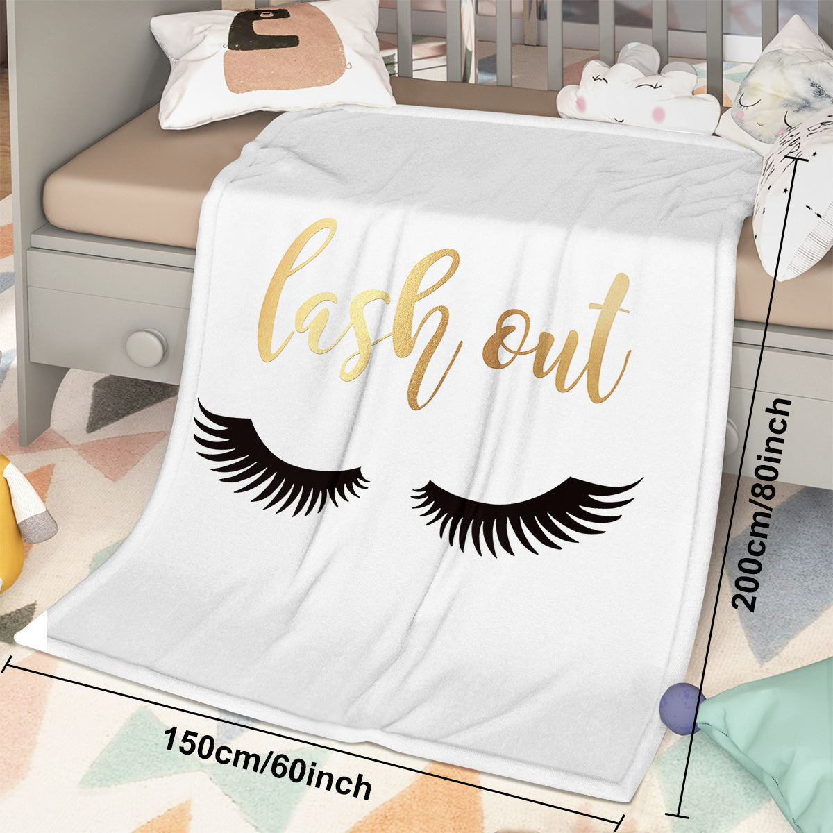 Long Eyelashes Printed Throw Blanket Plush Fluffy Flannel Fleece Blanket Soft Throws For Sofa Couch And Bed 30x40 50x60 60x80