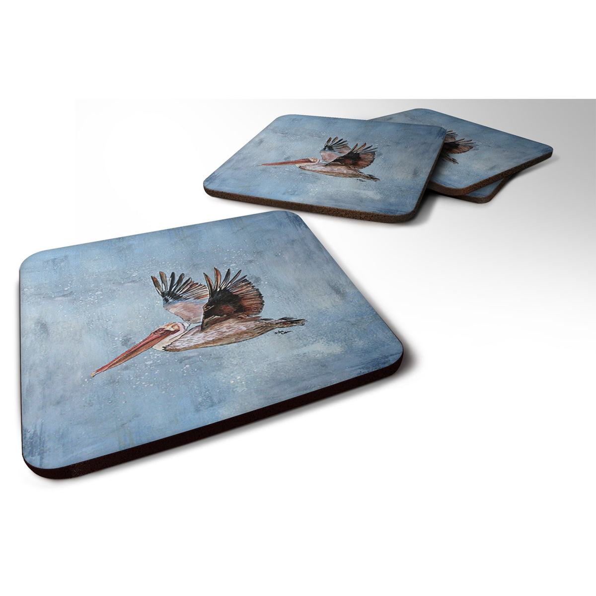 'Caroline'S Treasures 8506Fc Bird-Pelican Foam Coasters (Set Of 4), 3.5'''' H X 3.5'''' W, Multicolor''