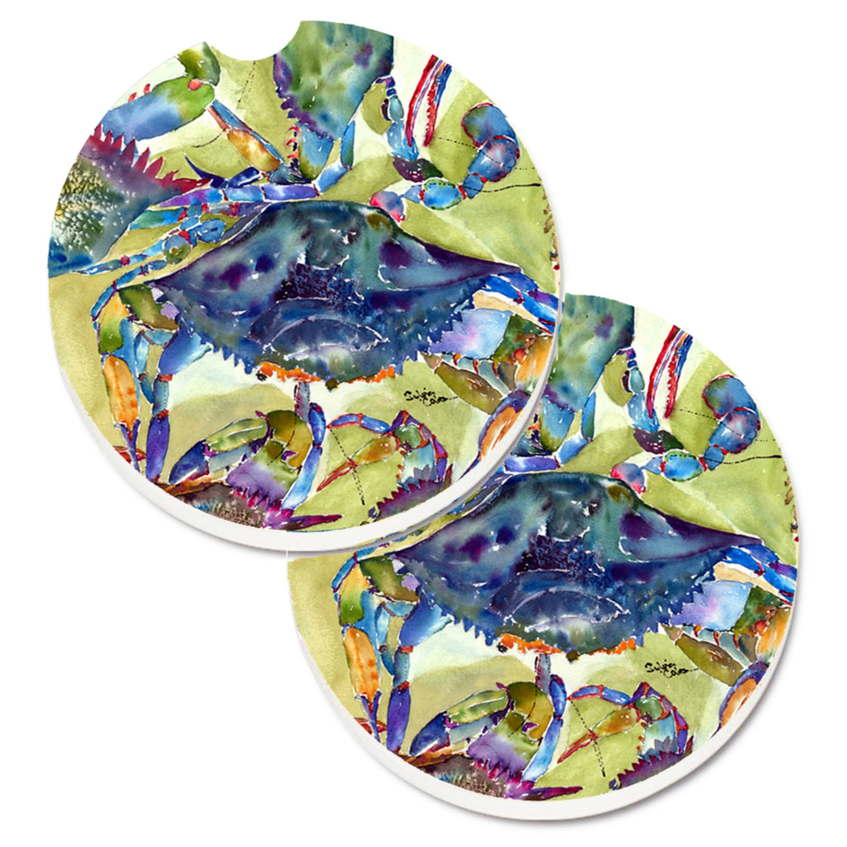 'Caroline'S Treasures Crab All Over Set Of 2 Cup Holder Car Coasters 8512Carc, 2.56, Multicolor''