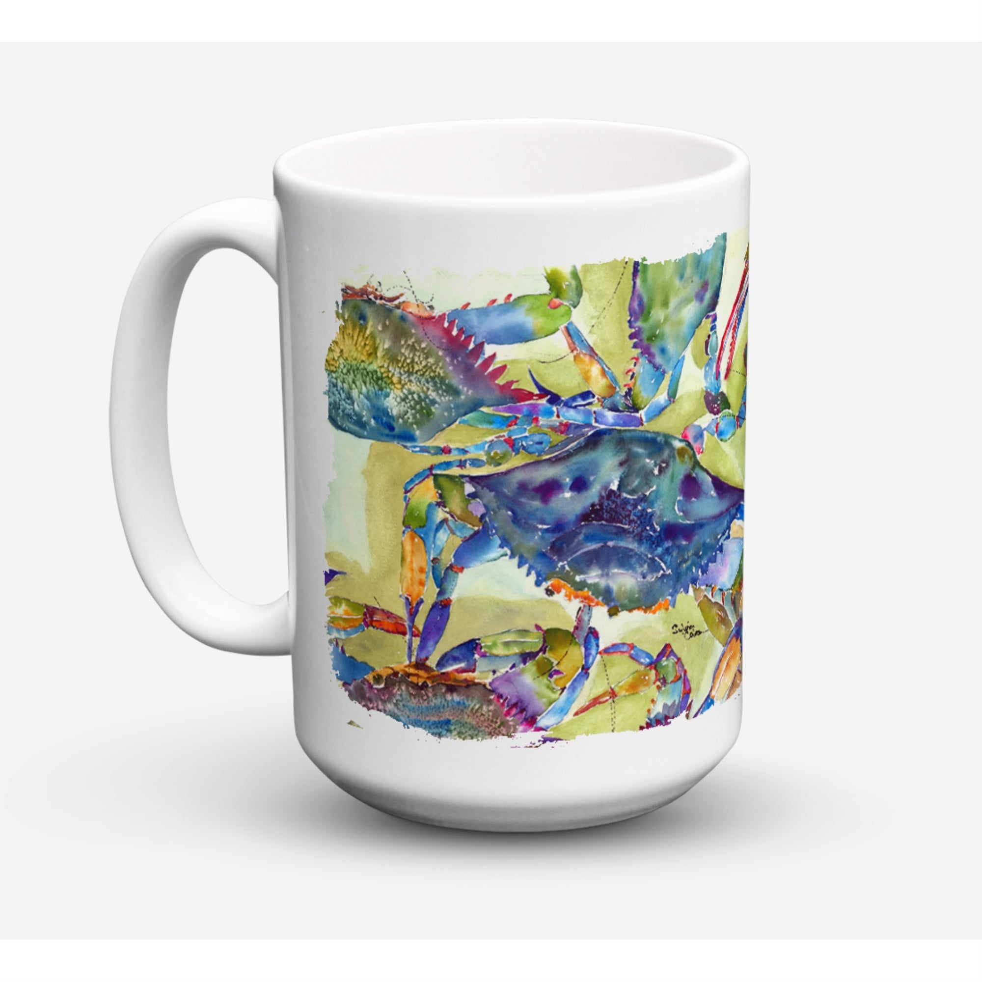 'Caroline's Treasures 8512CM15 Crab All Over Dishwasher Safe Microwavable Ceramic Coffee Mug, 15 oz, Multicolor''