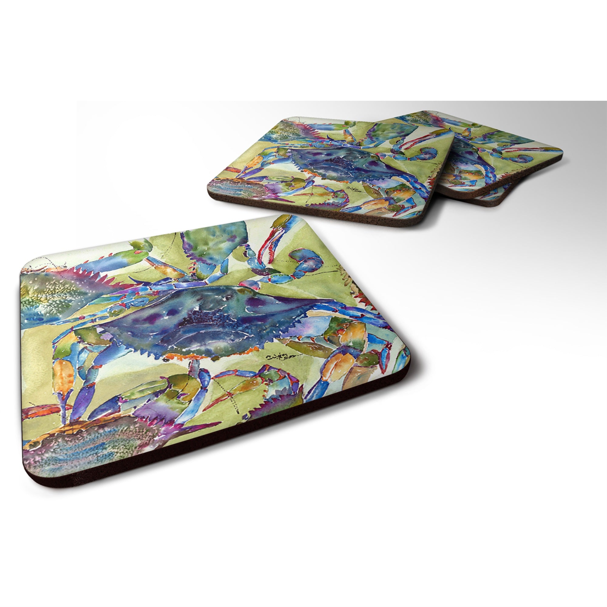 'Caroline'S Treasures 8512Fc Crab Foam Coasters (Set Of 4), 3.5'''' H X 3.5'''' W, Multicolor''