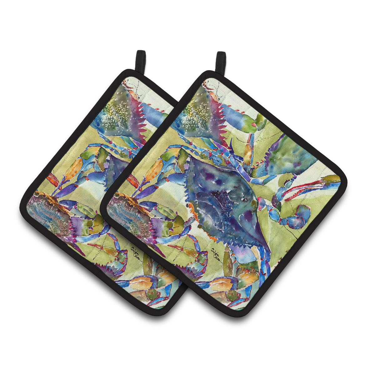 'Caroline'S Treasures Crab All Over Pair Of Pot Holders 8512Pthd, 7.5Hx7.5W, Multicolor''