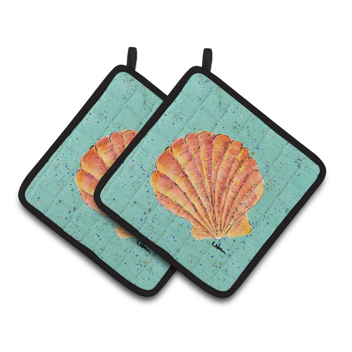 'Caroline'S Treasures Shells Pair Of Pot Holders 8523Pthd, 7.5Hx7.5W, Multicolor''