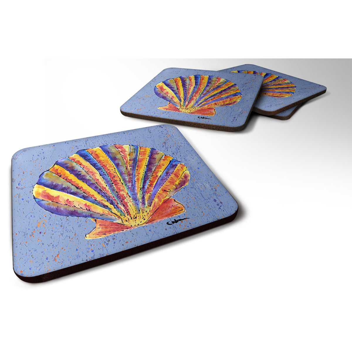 'Caroline'S Treasures 8525Fc Shells Foam Coasters (Set Of 4), 3.5'''' H X 3.5'''' W, Multicolor''