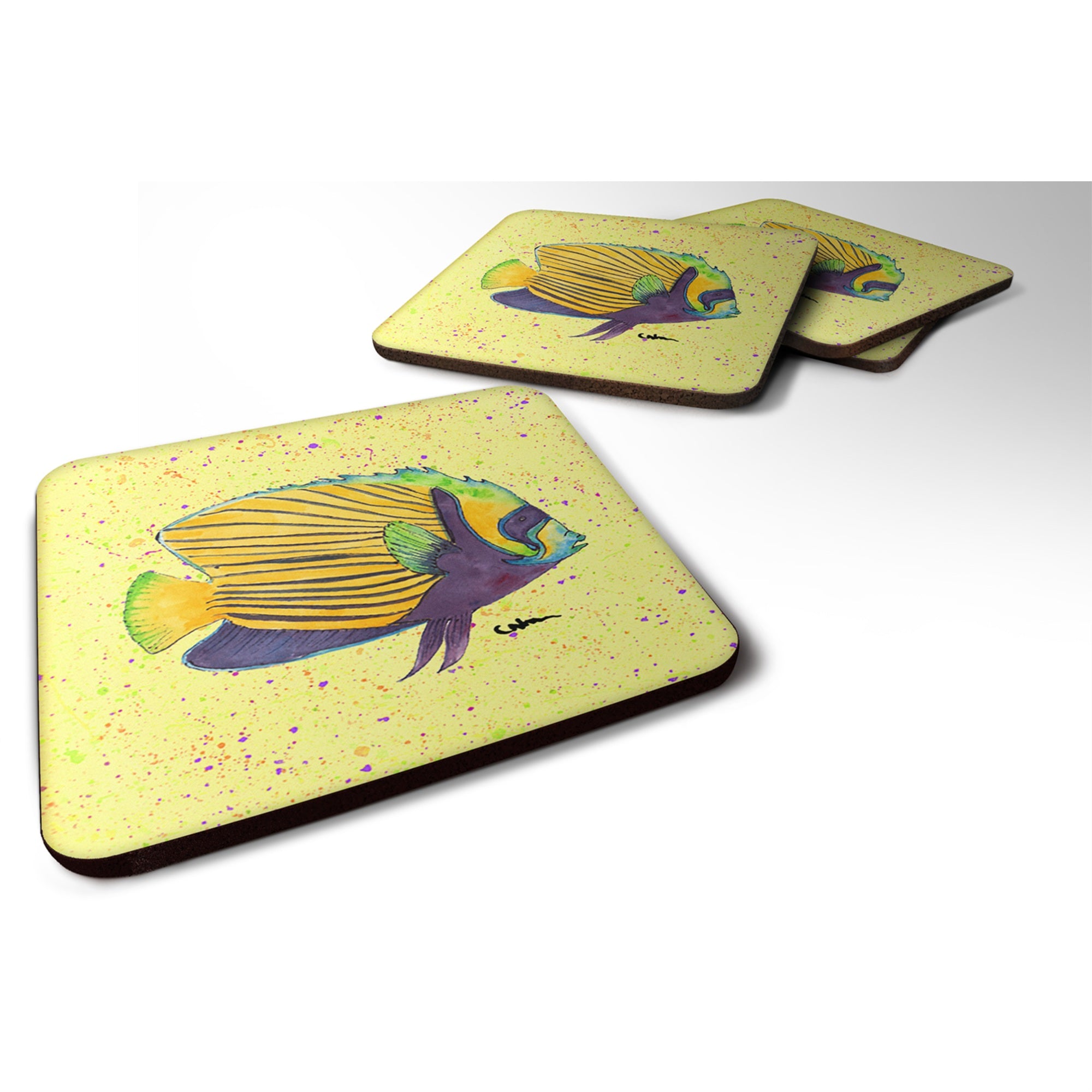 'Caroline'S Treasures 8528Fc Tropical Fish Foam Coasters (Set Of 4), 3.5'''' H X 3.5'''' W, Multicolor''