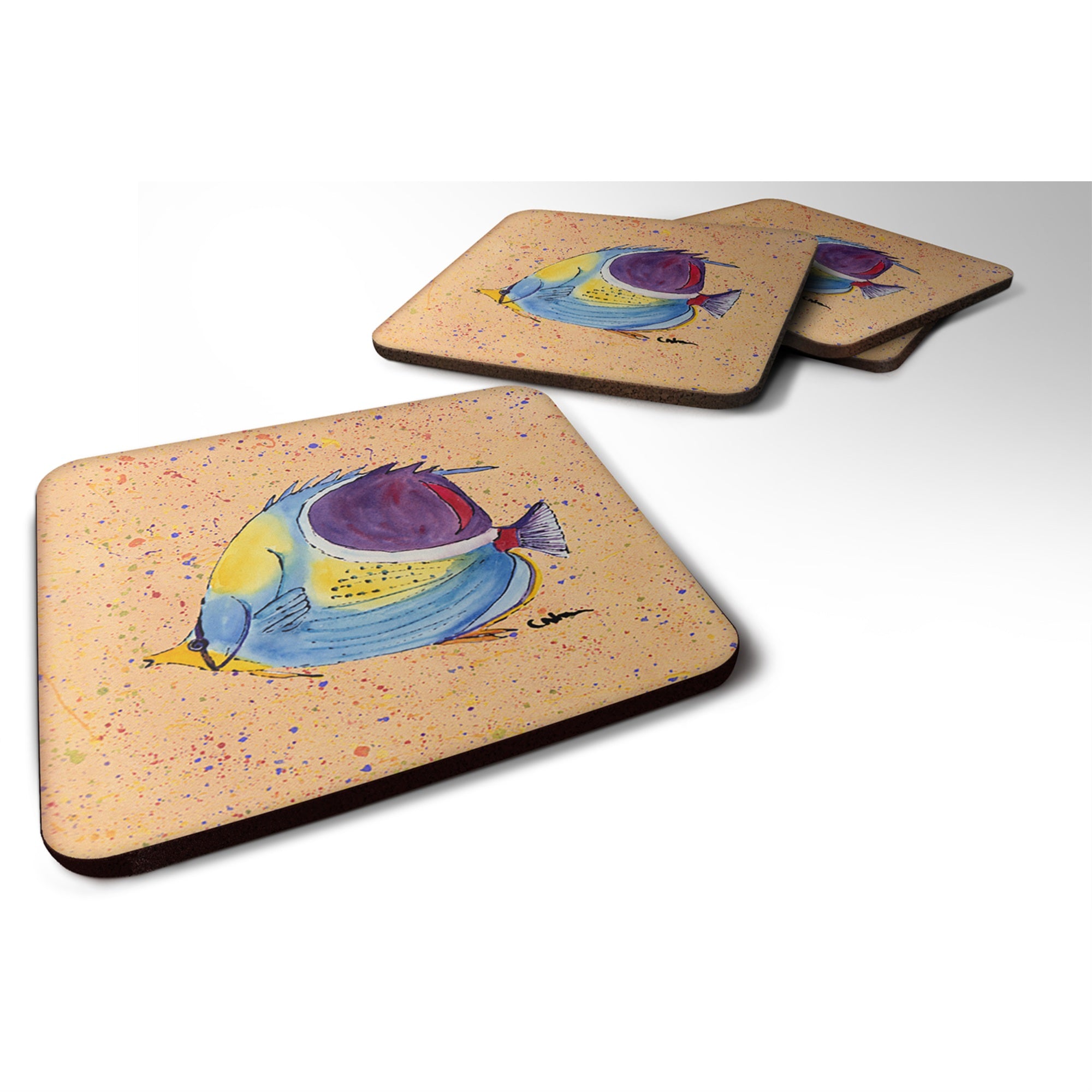 'Caroline'S Treasures 8529Fc Tropical Fish Foam Coasters (Set Of 4), 3.5'''' H X 3.5'''' W, Multicolor''