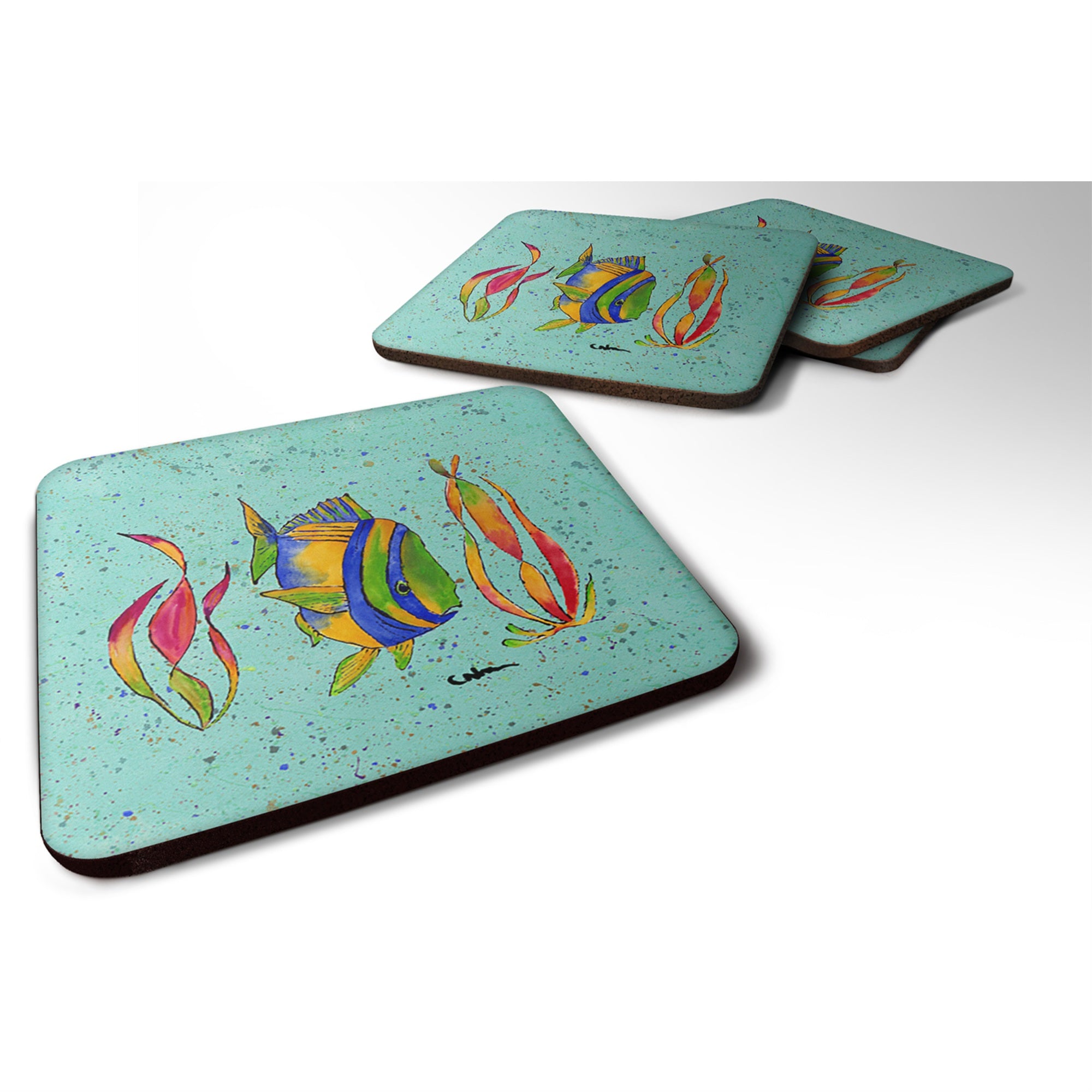 'Caroline'S Treasures 8530Fc Tropical Fish Foam Coasters (Set Of 4), 3.5'''' H X 3.5'''' W, Multicolor''