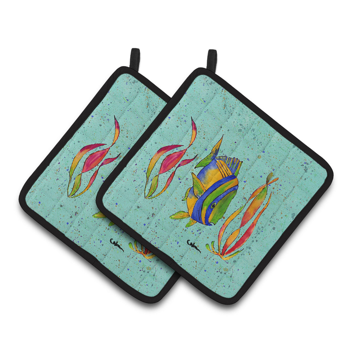 'Caroline'S Treasures Tropical Fish Pair Of Pot Holders 8530Pthd, 7.5Hx7.5W, Multicolor''