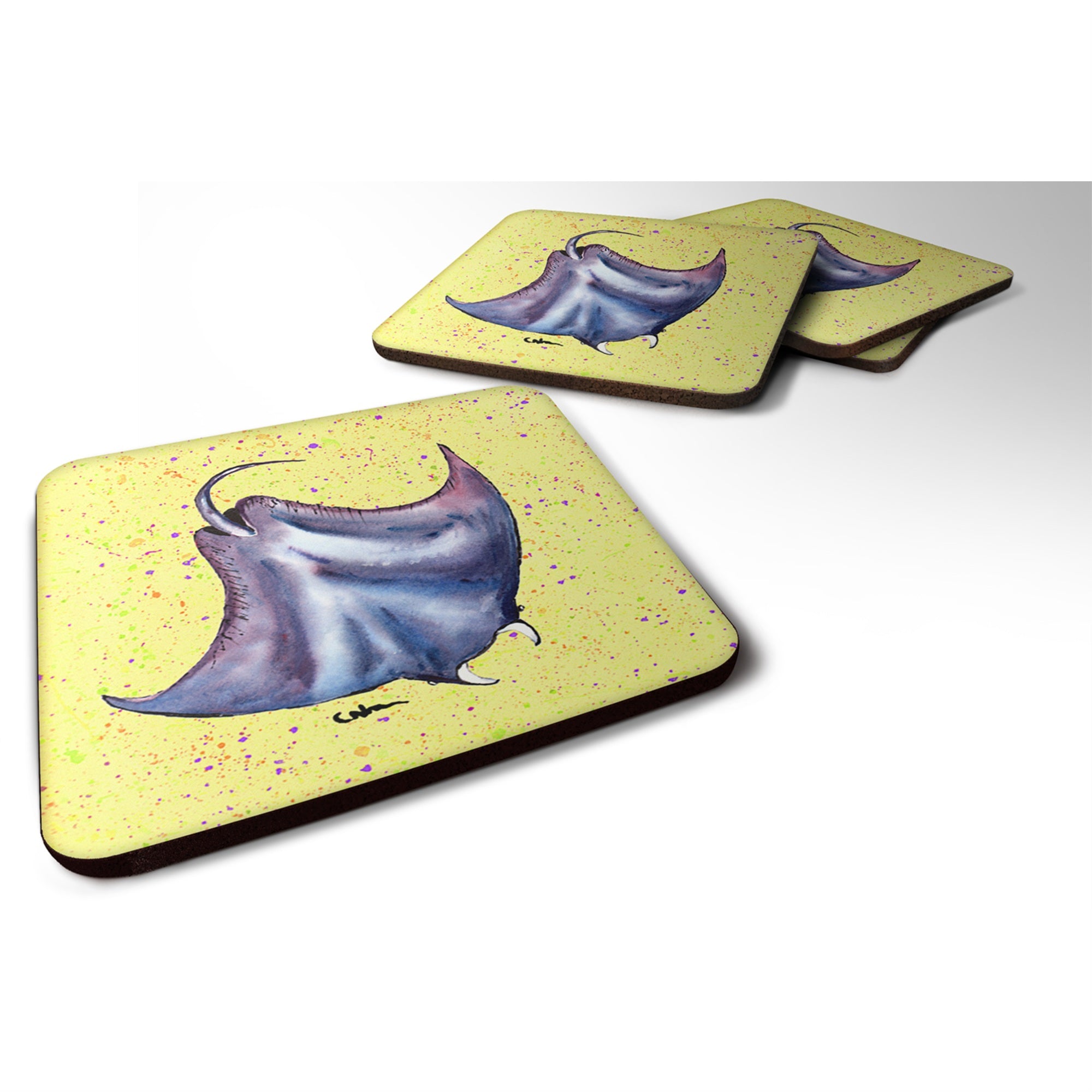 'Caroline'S Treasures 8531Fc Stingray Foam Coasters (Set Of 4), 3.5'''' H X 3.5'''' W, Multicolor''