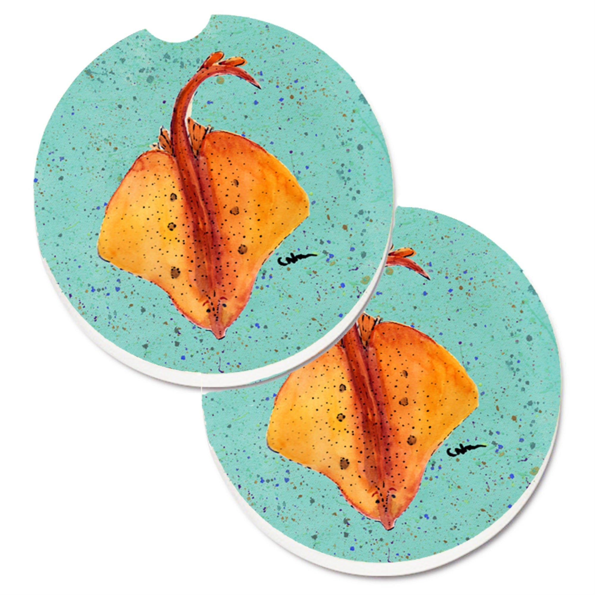 'Caroline'S Treasures Stingray Set Of 2 Cup Holder Car Coasters 8532Carc, 2.56, Multicolor''