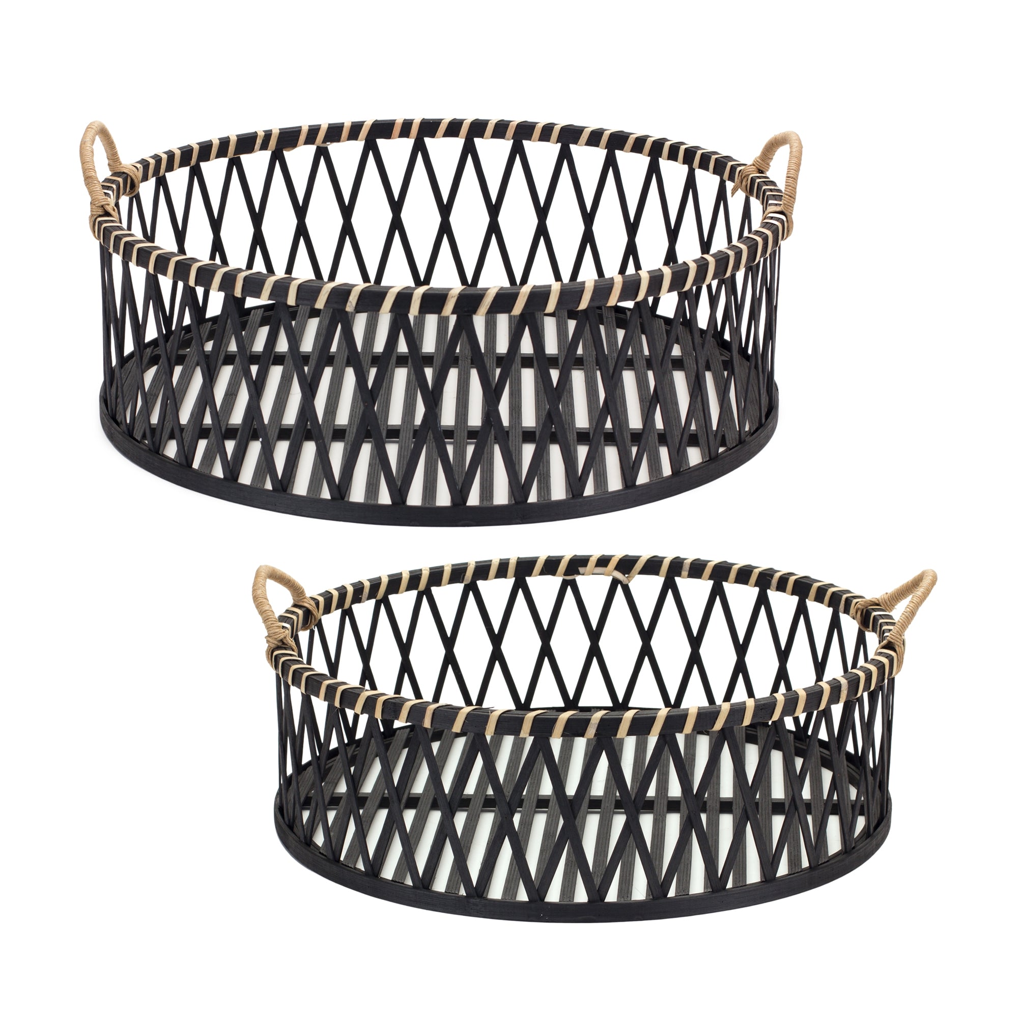 Bamboo And Rattan Tray (Set Of 2)