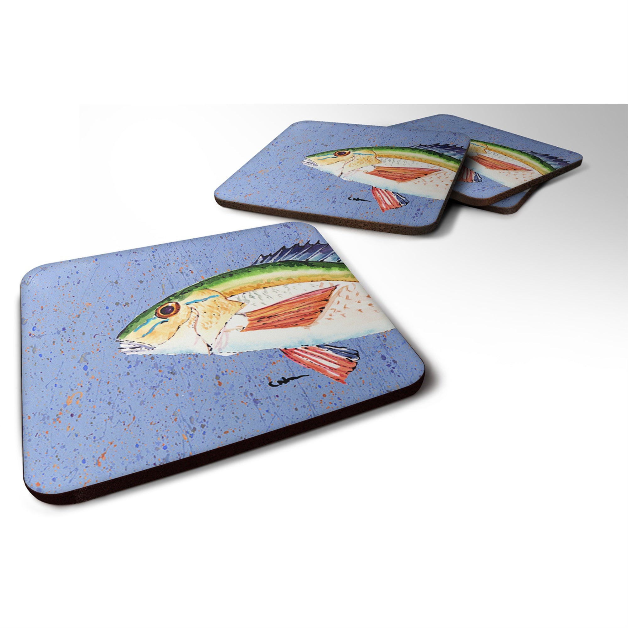 'Caroline'S Treasures 8534Fc Fish Rainbow Trout Foam Coasters (Set Of 4), 3.5'''', Multicolor''