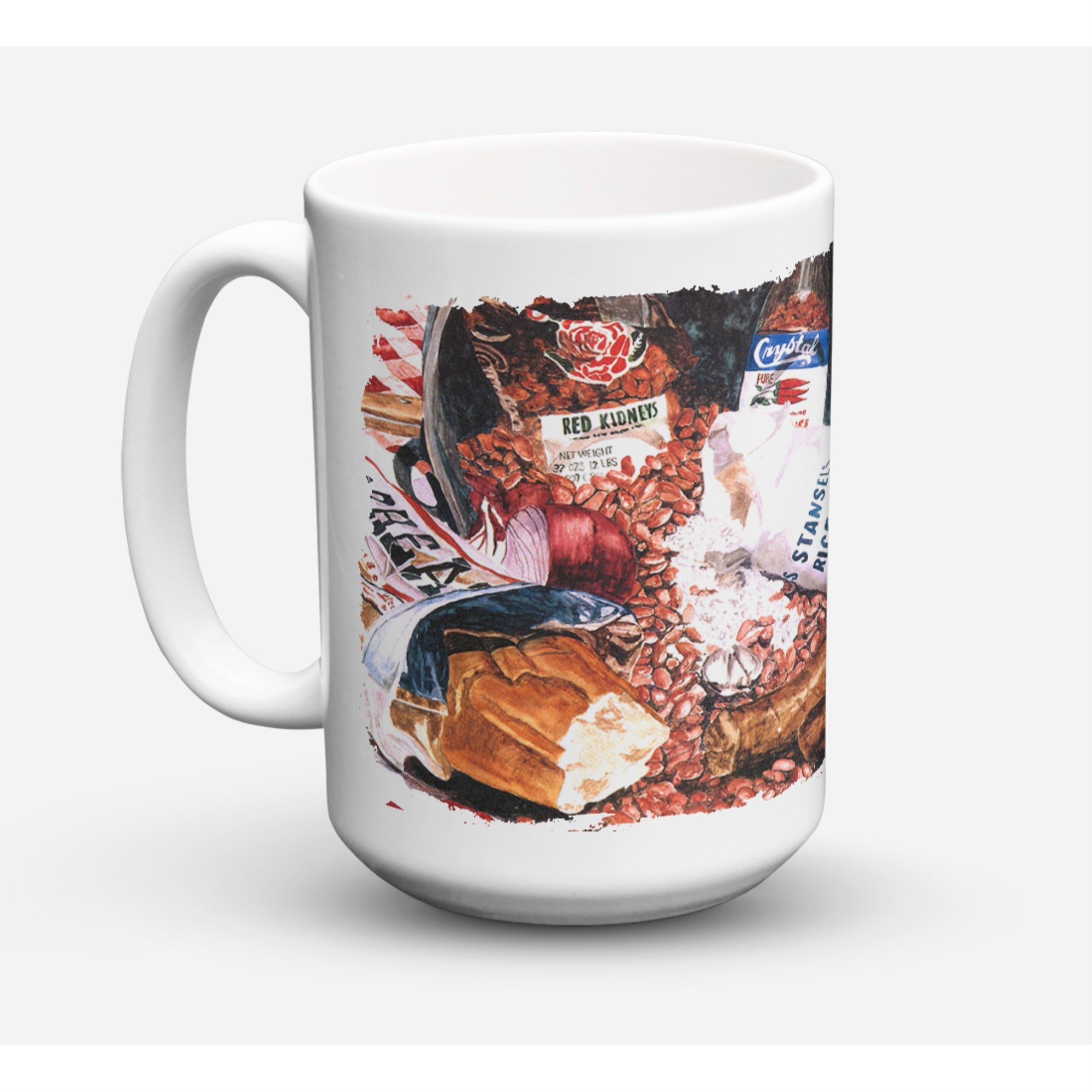 Carolines Treasures 8536CM15 Red Beans And Rice Microwavable Ceramic Coffee Mug 15 oz Multicolor