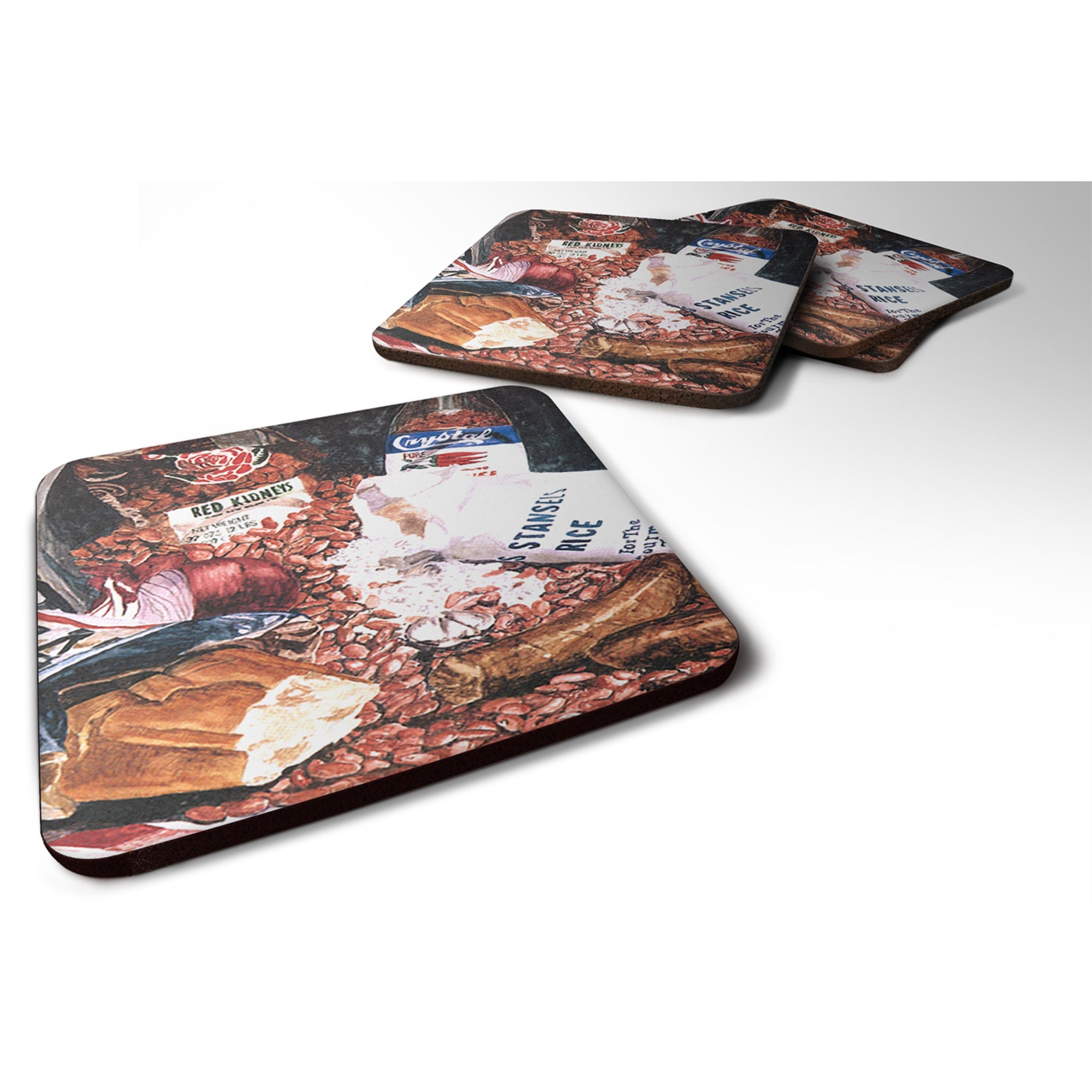 'Caroline'S Treasures 8536Fc Red Beans And Rice Foam Coasters (Set Of 4), 3.5'''' H X 3.5'''' W, Multicolor''