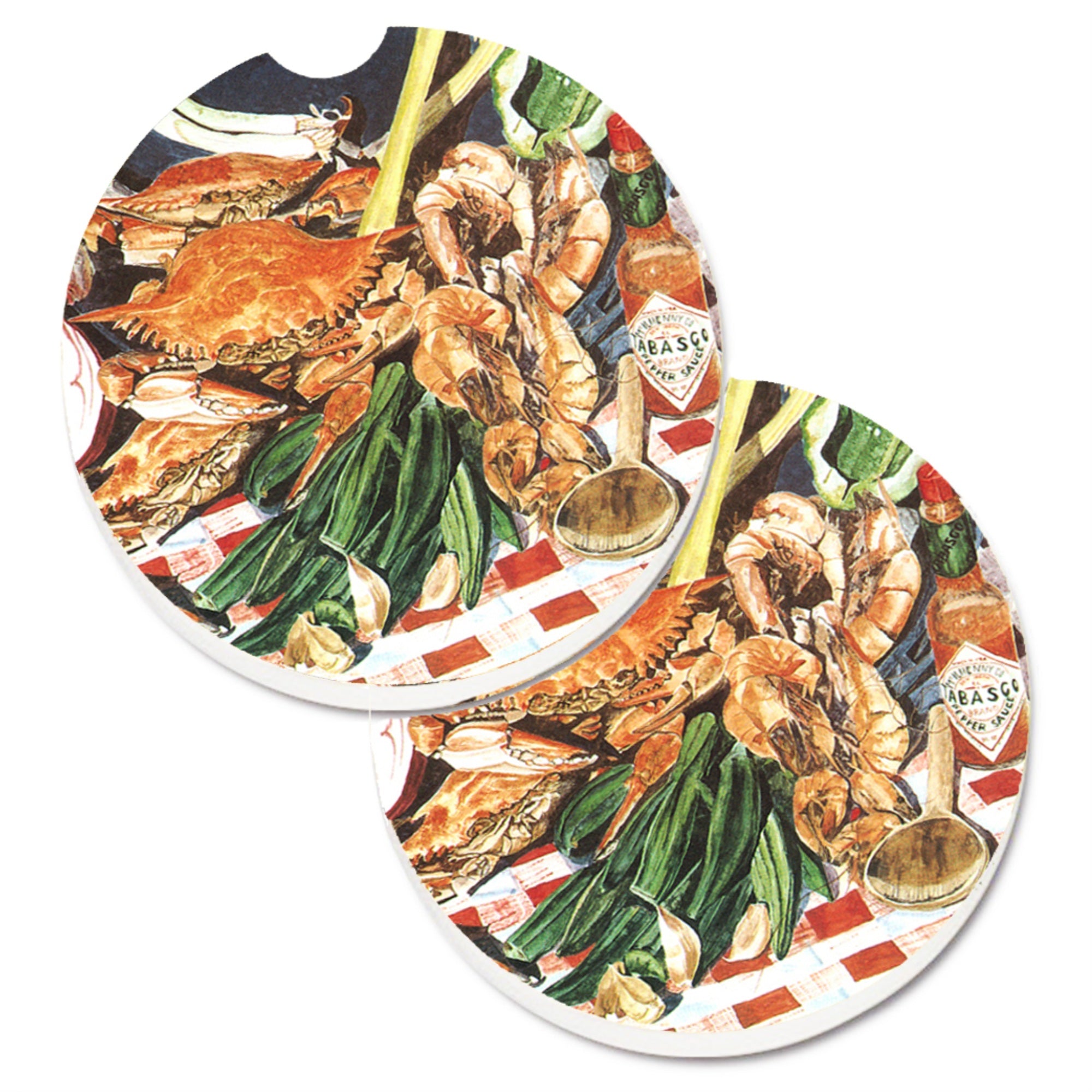 'Caroline'S Treasures Crab Boil Set Of 2 Cup Holder Car Coasters 8537Carc, 2.56, Multicolor''
