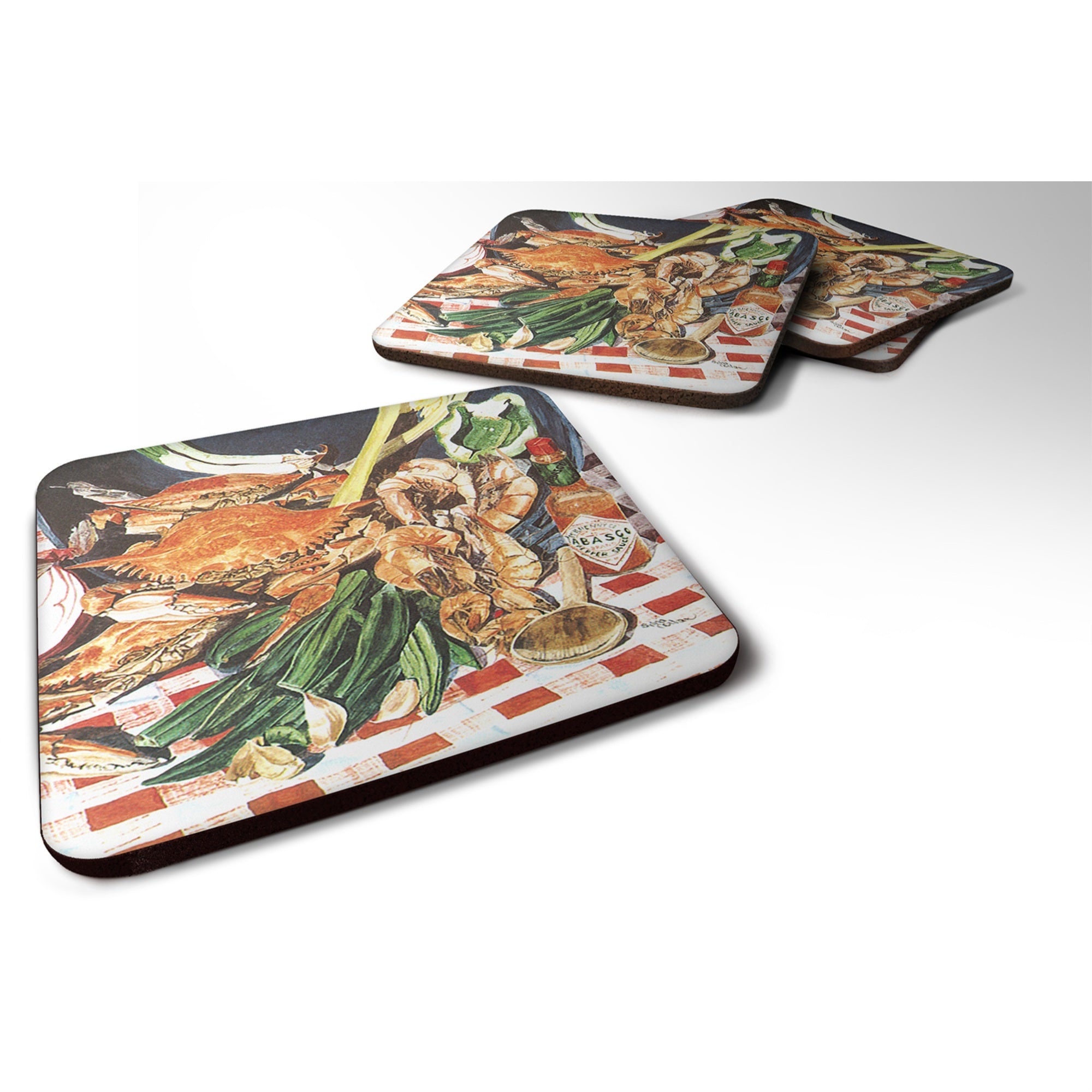 'Caroline'S Treasures 8537Fc Crab Boil Foam Coasters (Set Of 4), 3.5'''' H X 3.5'''' W, Multicolor''