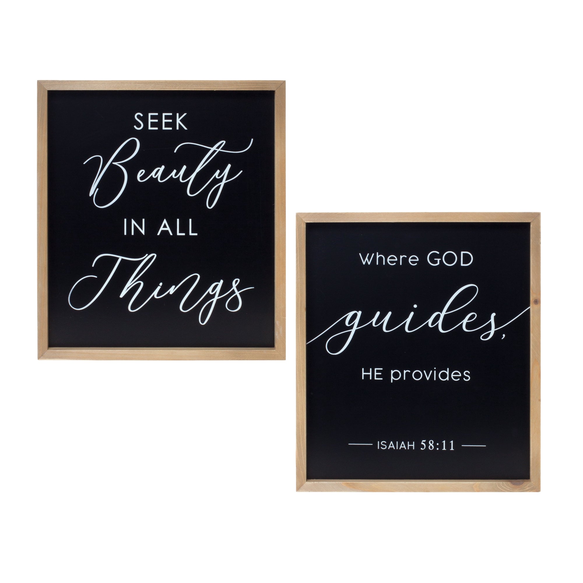 Beauty and God Plaque (Set of 2) 13.75L x 16H MDF/Wood