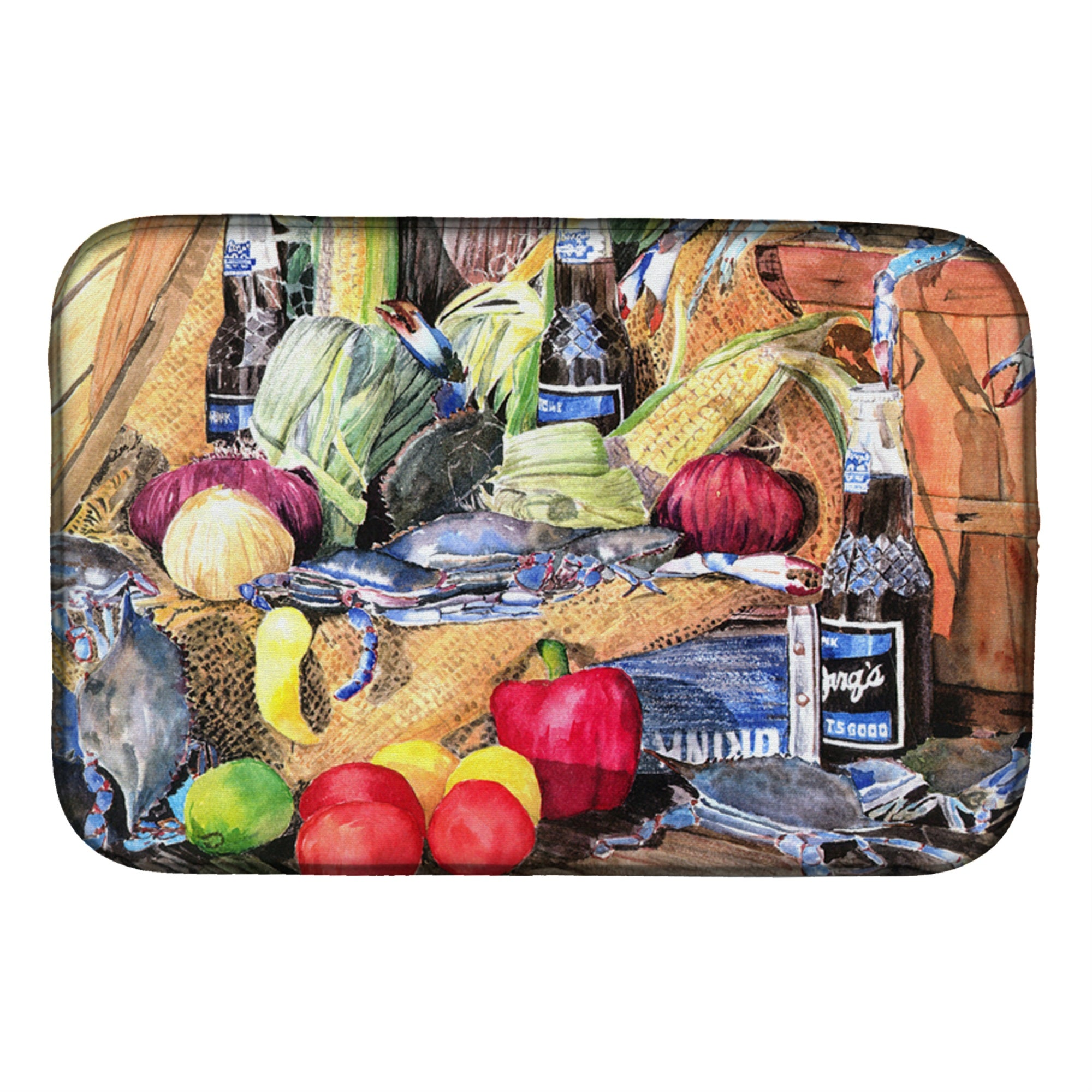 'Caroline'S Treasures Bar'S And Crabs Dish Drying Mat, 14'''' X 21'''', Multicolor''