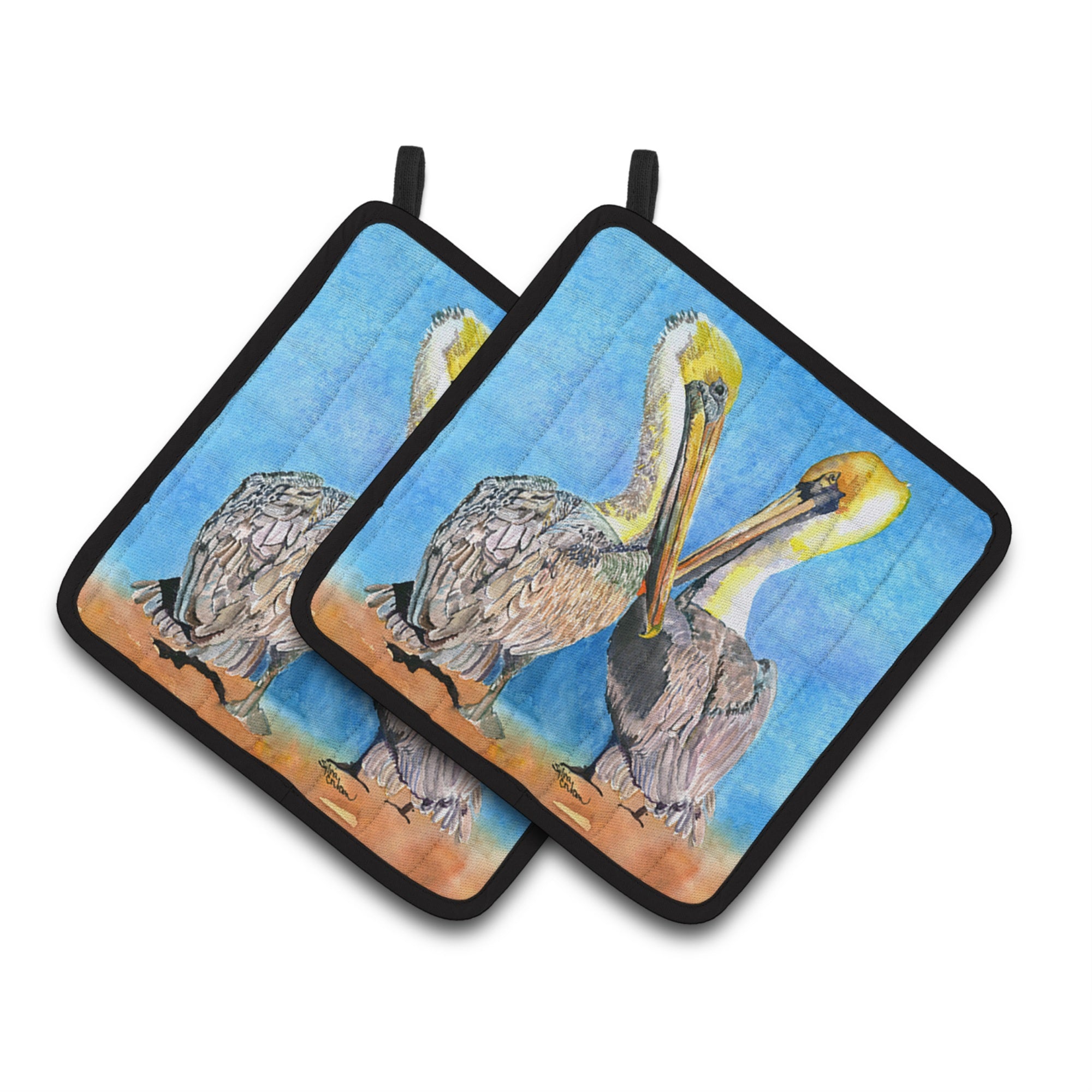 'Caroline'S Treasures Pelican Pair Of Pot Holders 8539Pthd, 7.5Hx7.5W, Multicolor''