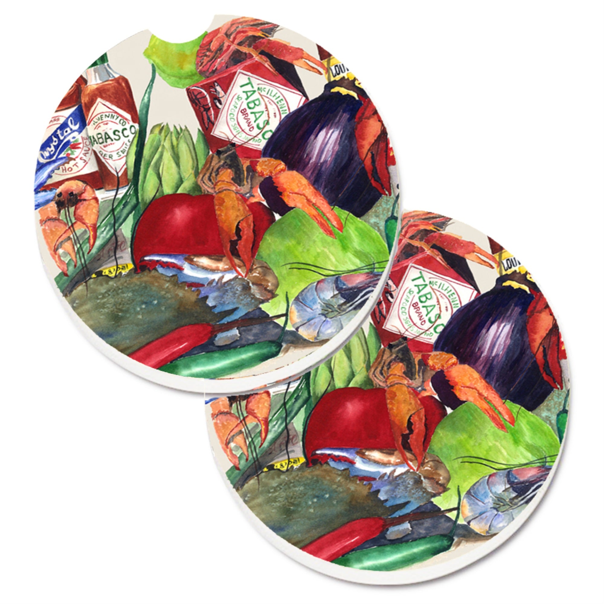 'Caroline'S Treasures Louisiana Spices Set Of 2 Cup Holder Car Coasters 8540-1Carc, 2.56, Multicolor''