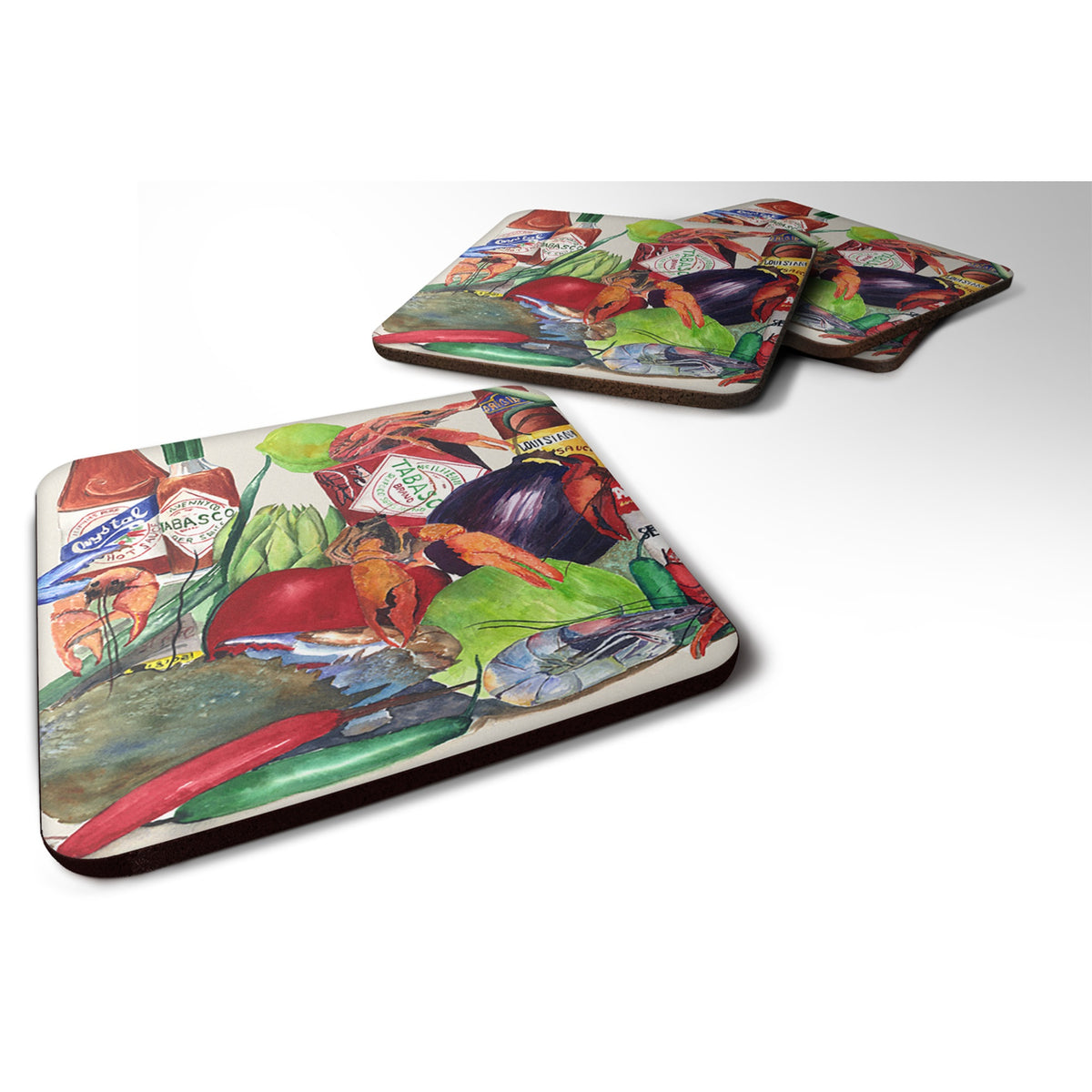 'Caroline'S Treasures 8540-1Fc Louisiana Spices Foam Coasters (Set Of 4), 3.5'''' H X 3.5'''' W, Multicolor''