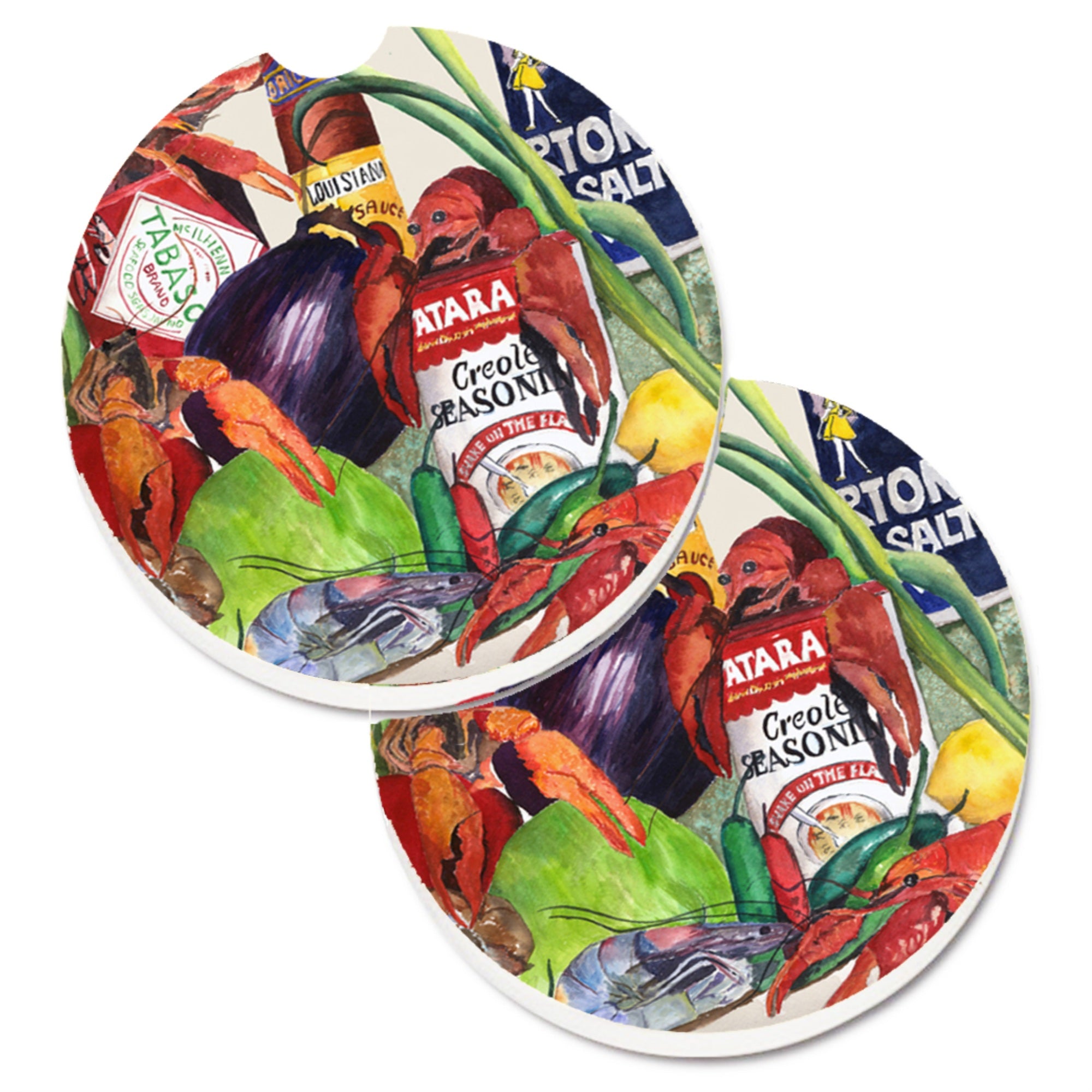'Caroline'S Treasures Louisiana Spices Set Of 2 Cup Holder Car Coasters 8540-2Carc, 2.56, Multicolor''