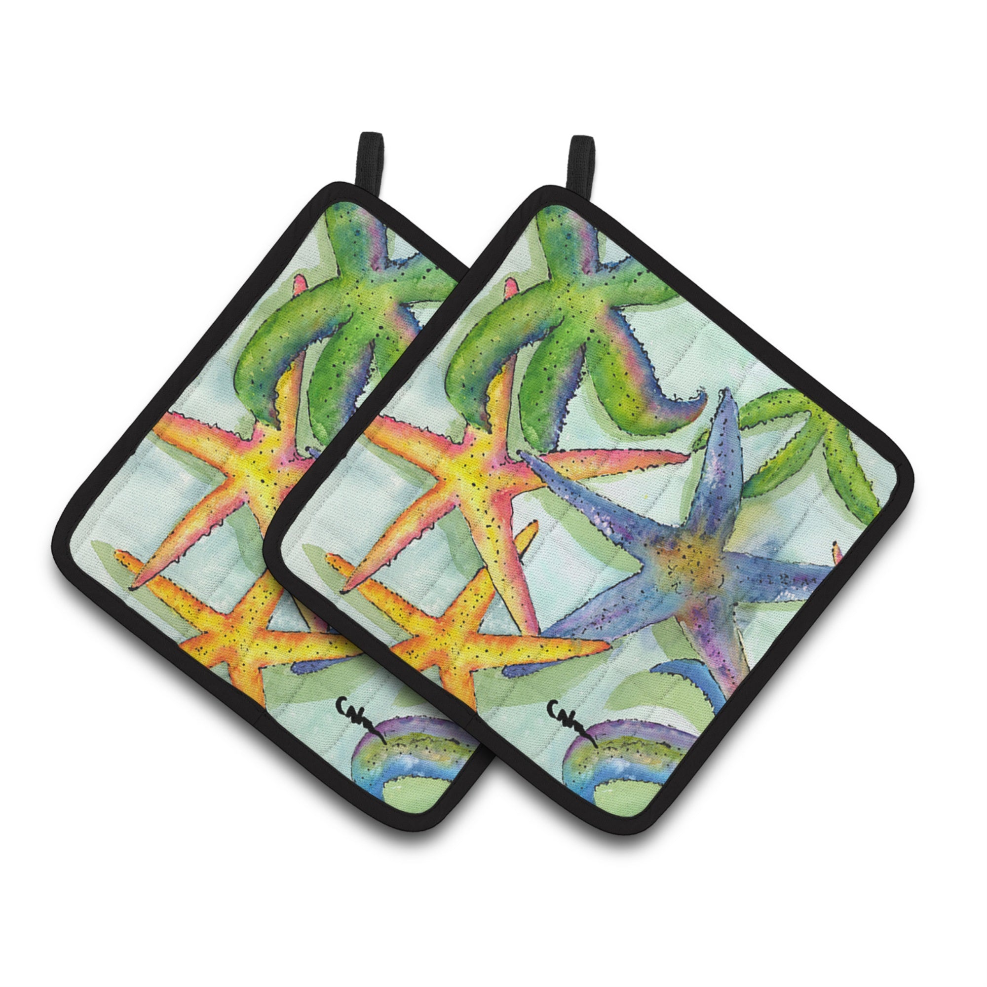 'Caroline'S Treasures Starfish Pair Of Pot Holders 8542Pthd, 7.5Hx7.5W, Multicolor''