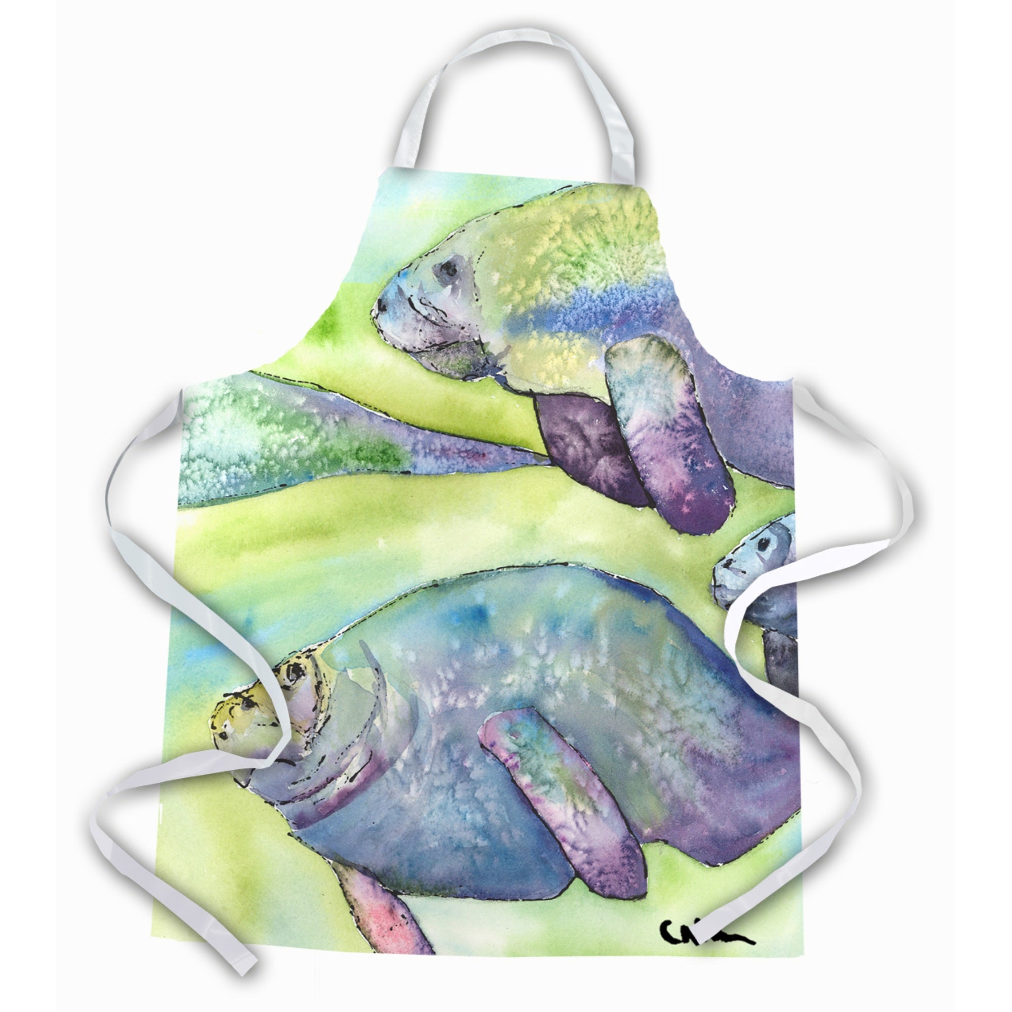 'Caroline'S Treasures 8544Apron Manatee Apron, Large, Multicolor''