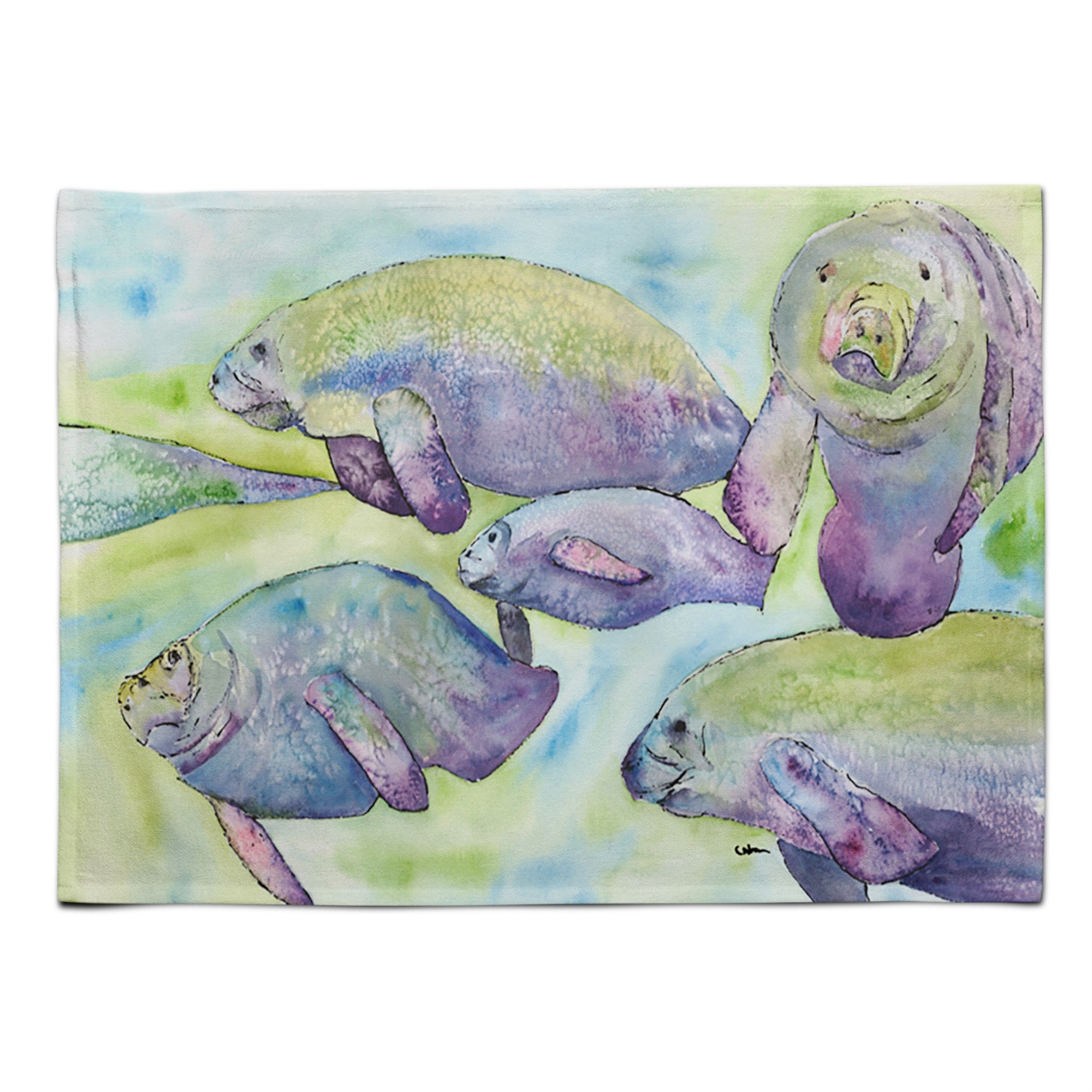 'Caroline'S Treasures 8544Plmt Manatee Fabric Placemat, Multicolor''