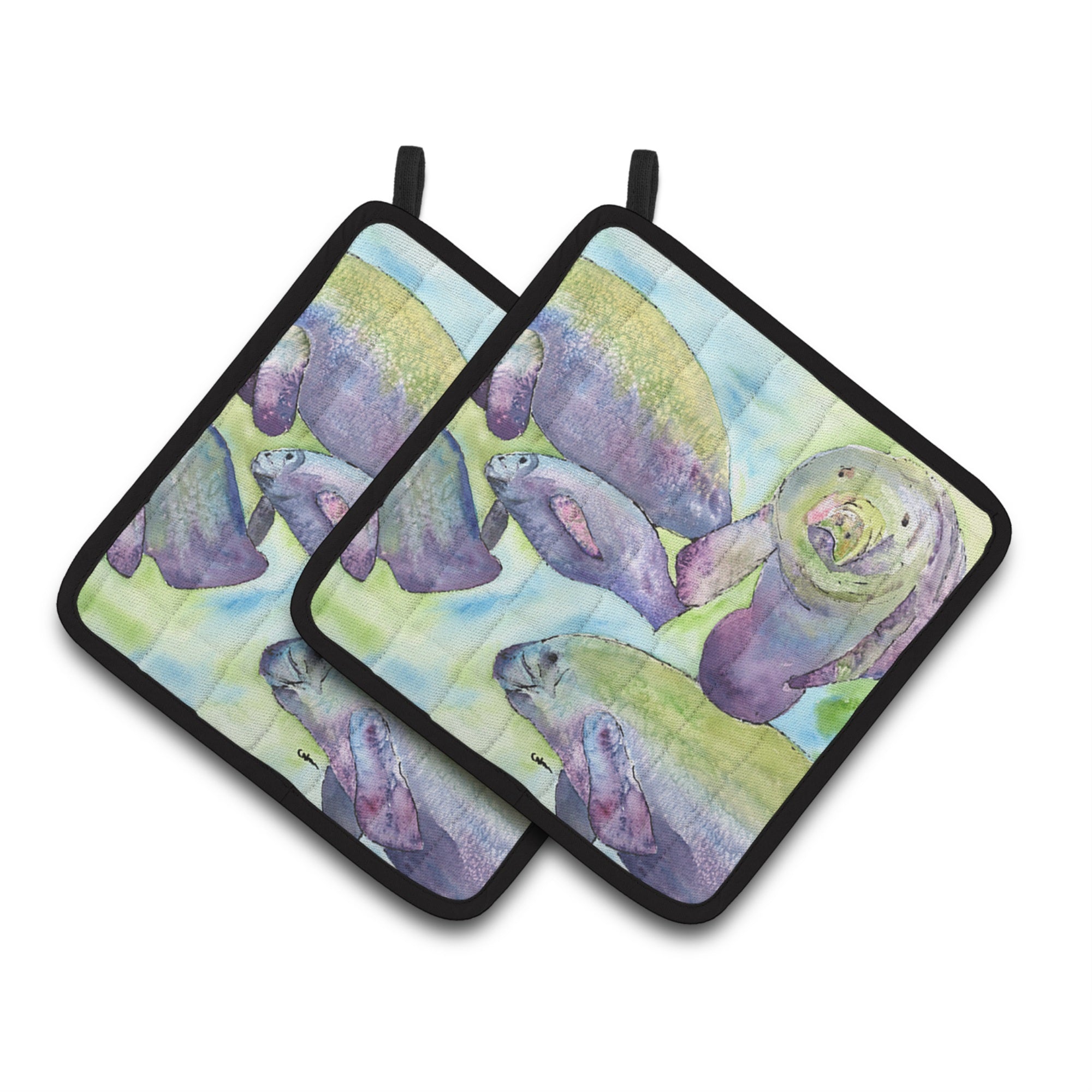 'Caroline'S Treasures Manatee Pair Of Pot Holders 8544Pthd, 7.5Hx7.5W, Multicolor''