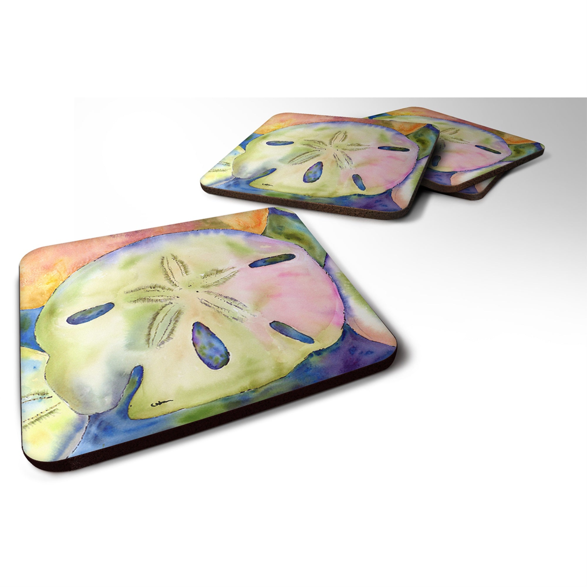 'Caroline'S Treasures 8545Fc Sand Dollar Foam Coasters (Set Of 4), 3.5'''' H X 3.5'''' W, Multicolor''