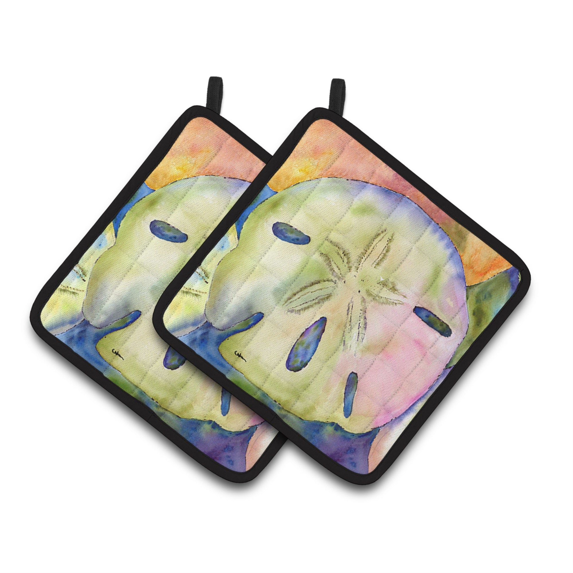 'Caroline'S Treasures Sand Dollar Pair Of Pot Holders 8545Pthd, 7.5Hx7.5W, Multicolor''