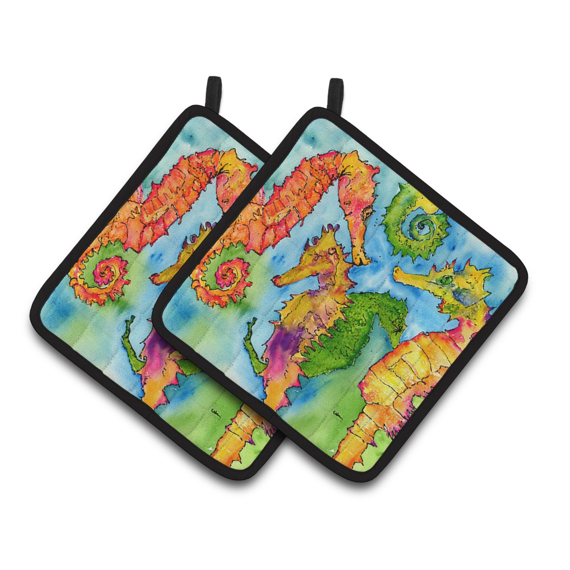 'Caroline'S Treasures Seahorse Pair Of Pot Holders 8546Pthd, 7.5Hx7.5W, Multicolor''