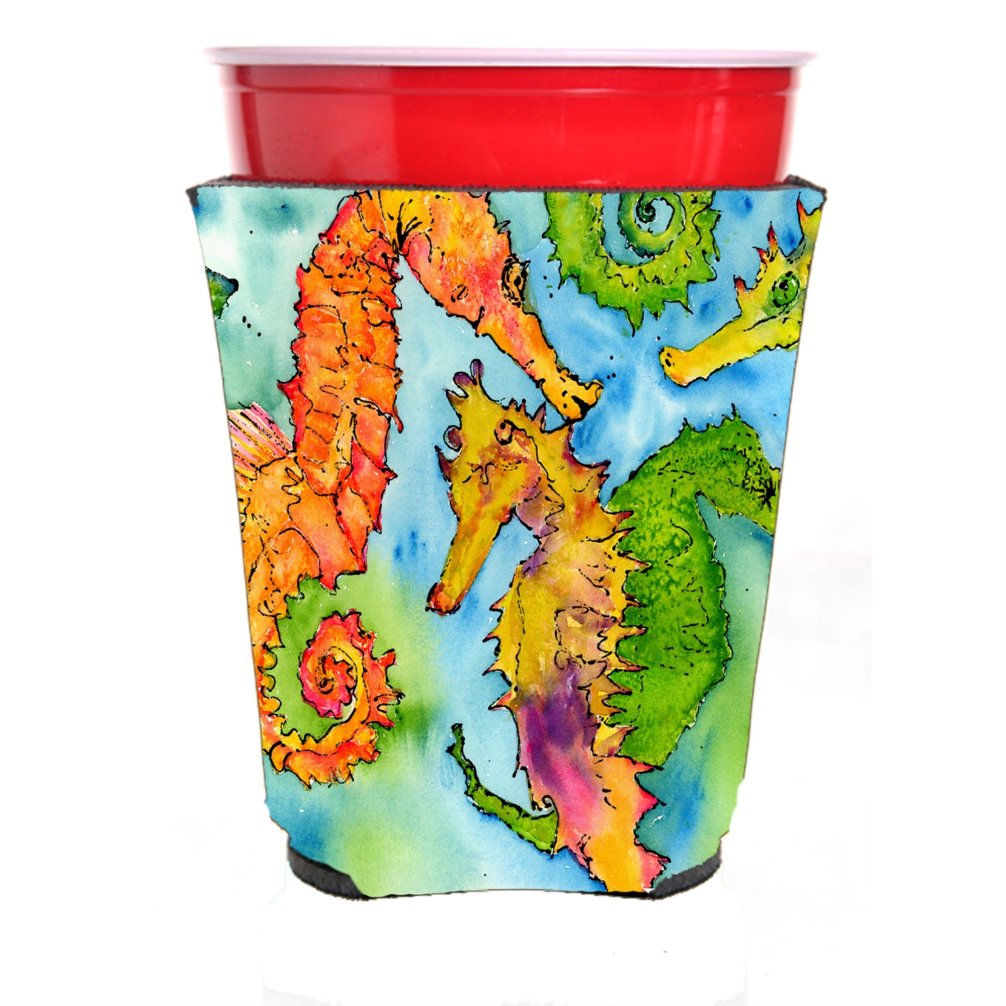 Seahorse  Red Solo Cup Beverage Insulator Hugger