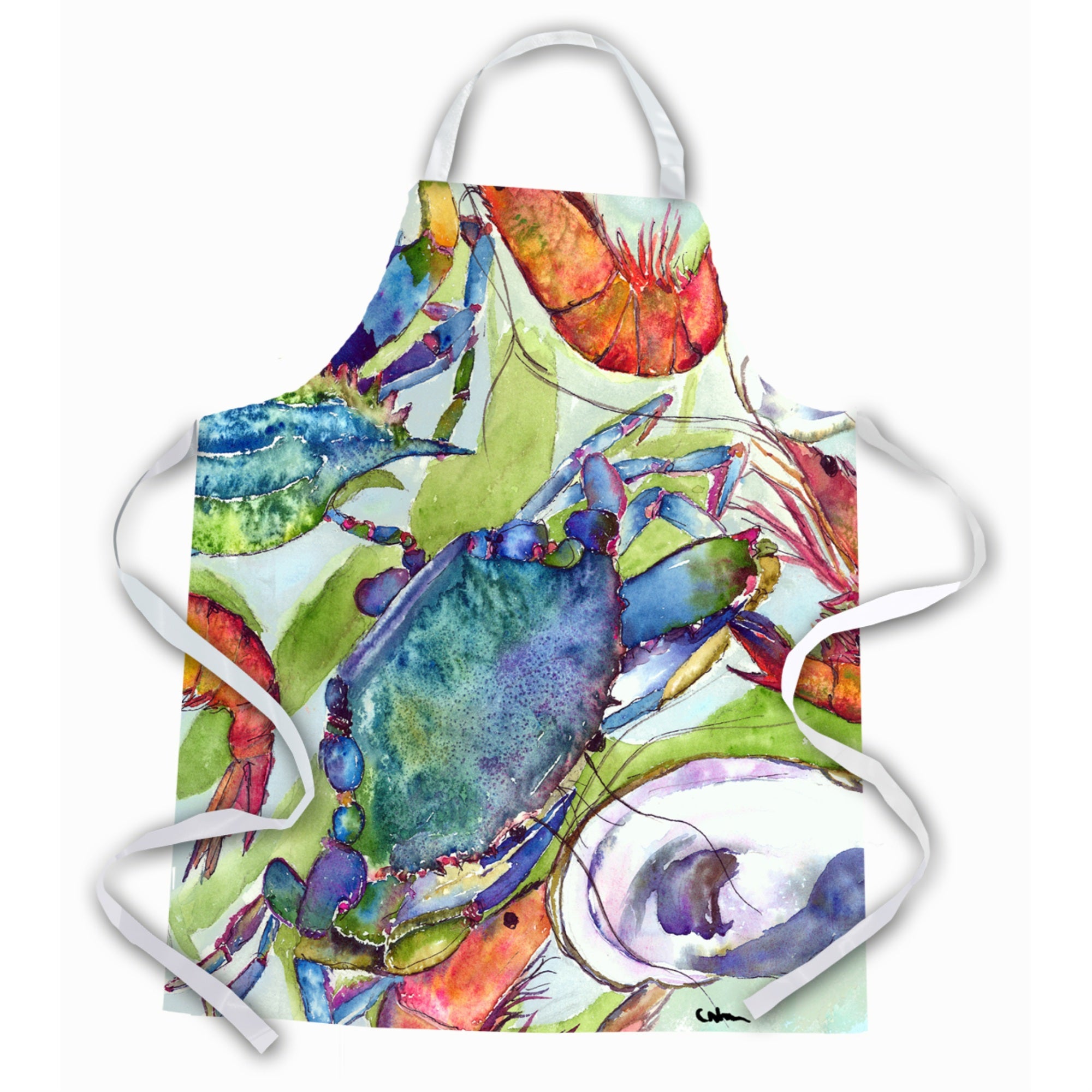 'Caroline'S Treasures 8547Apron Crabs Shrimp And Oysters Apron, Large, Multicolor''