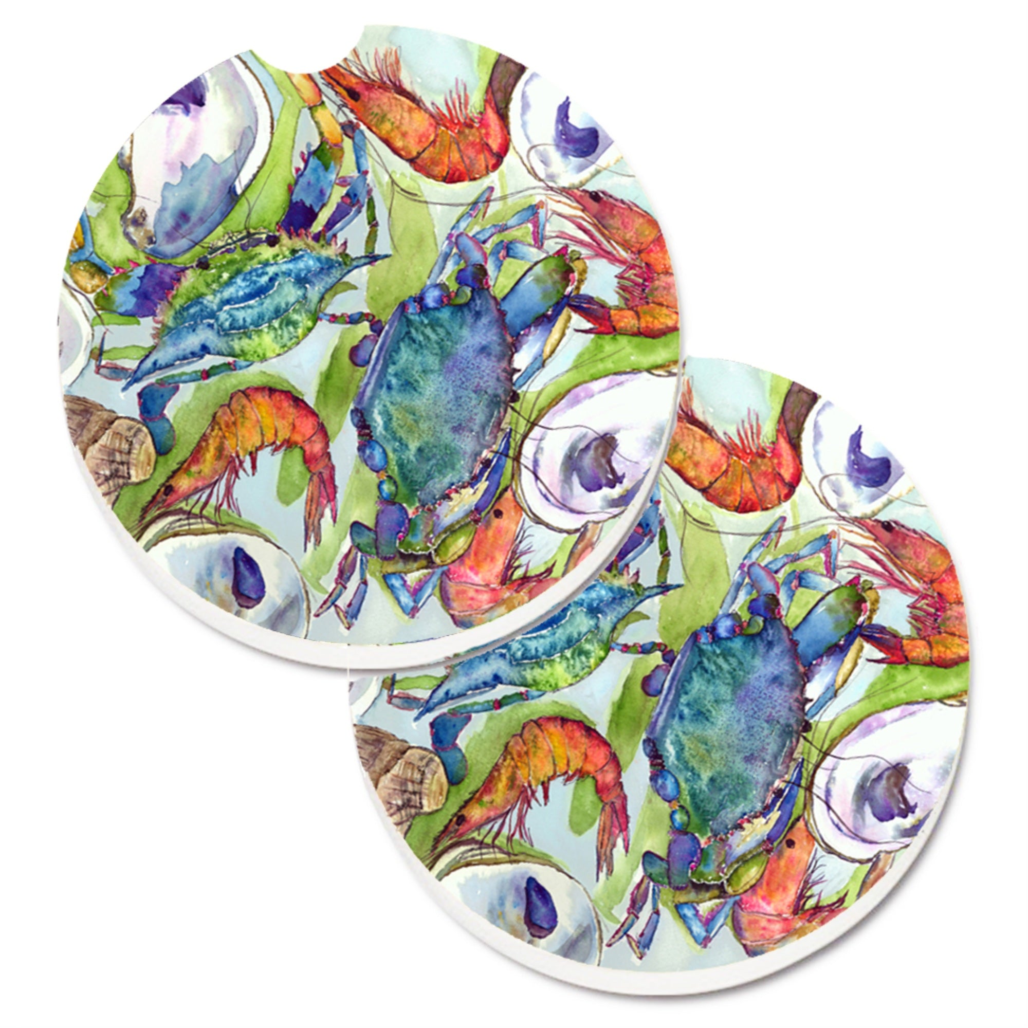 'Caroline'S Treasures Crab Set Of 2 Cup Holder Car Coasters 8547Carc, 2.56, Multicolor''