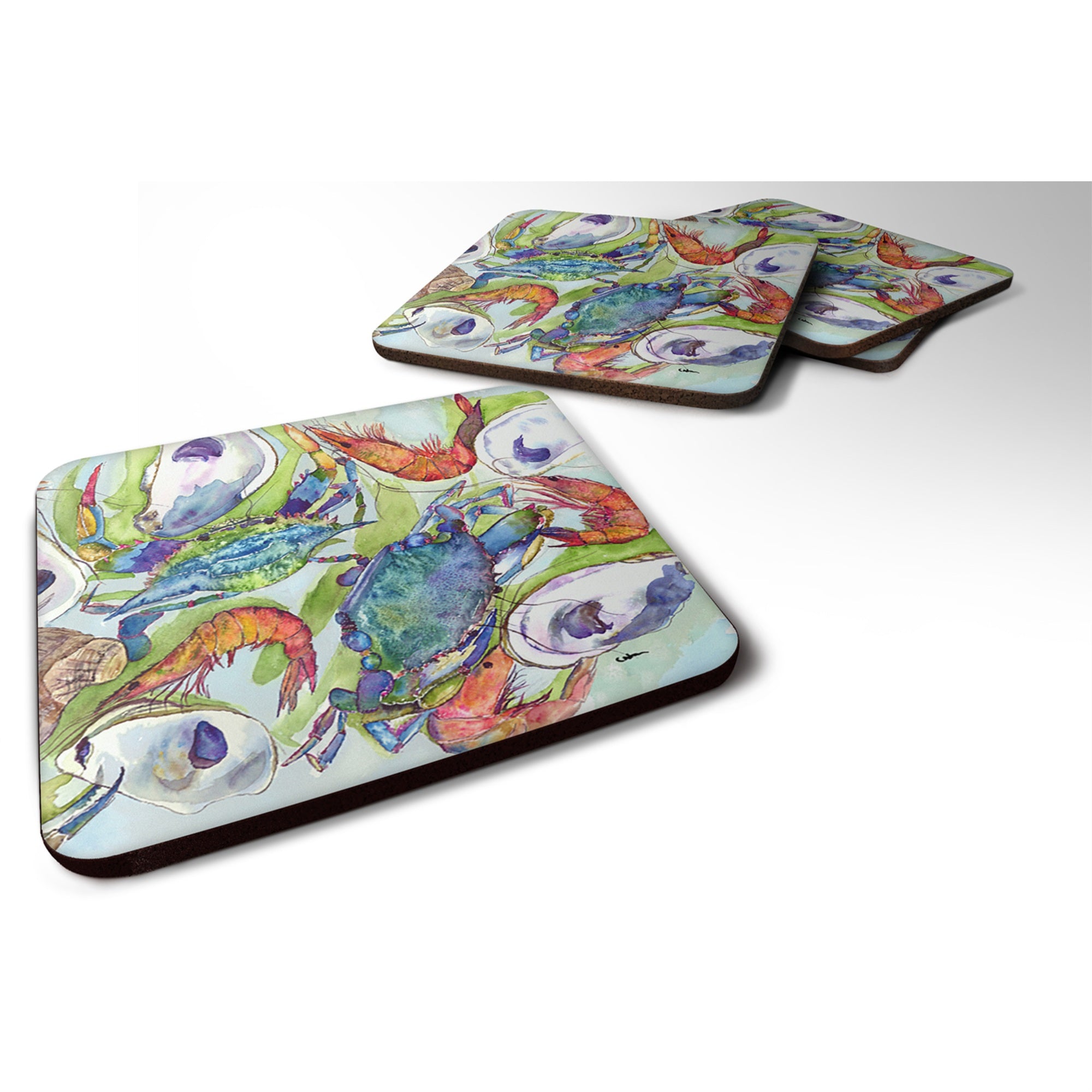 'Caroline'S Treasures 8547Fc Crab Foam Coasters (Set Of 4), 3.5'''' H X 3.5'''' W, Multicolor''