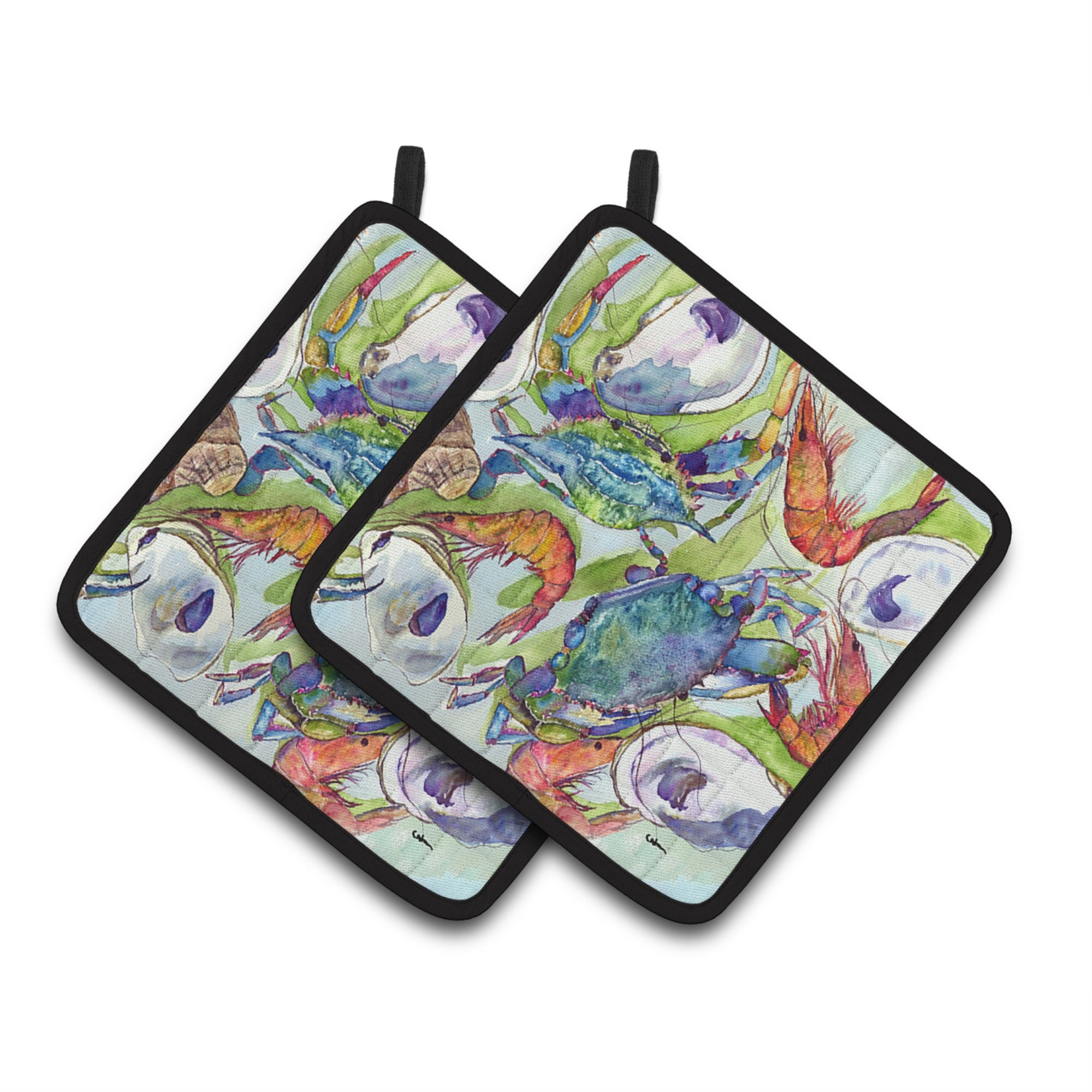 'Caroline'S Treasures Crab Pair Of Pot Holders 8547Pthd, 7.5Hx7.5W, Multicolor''