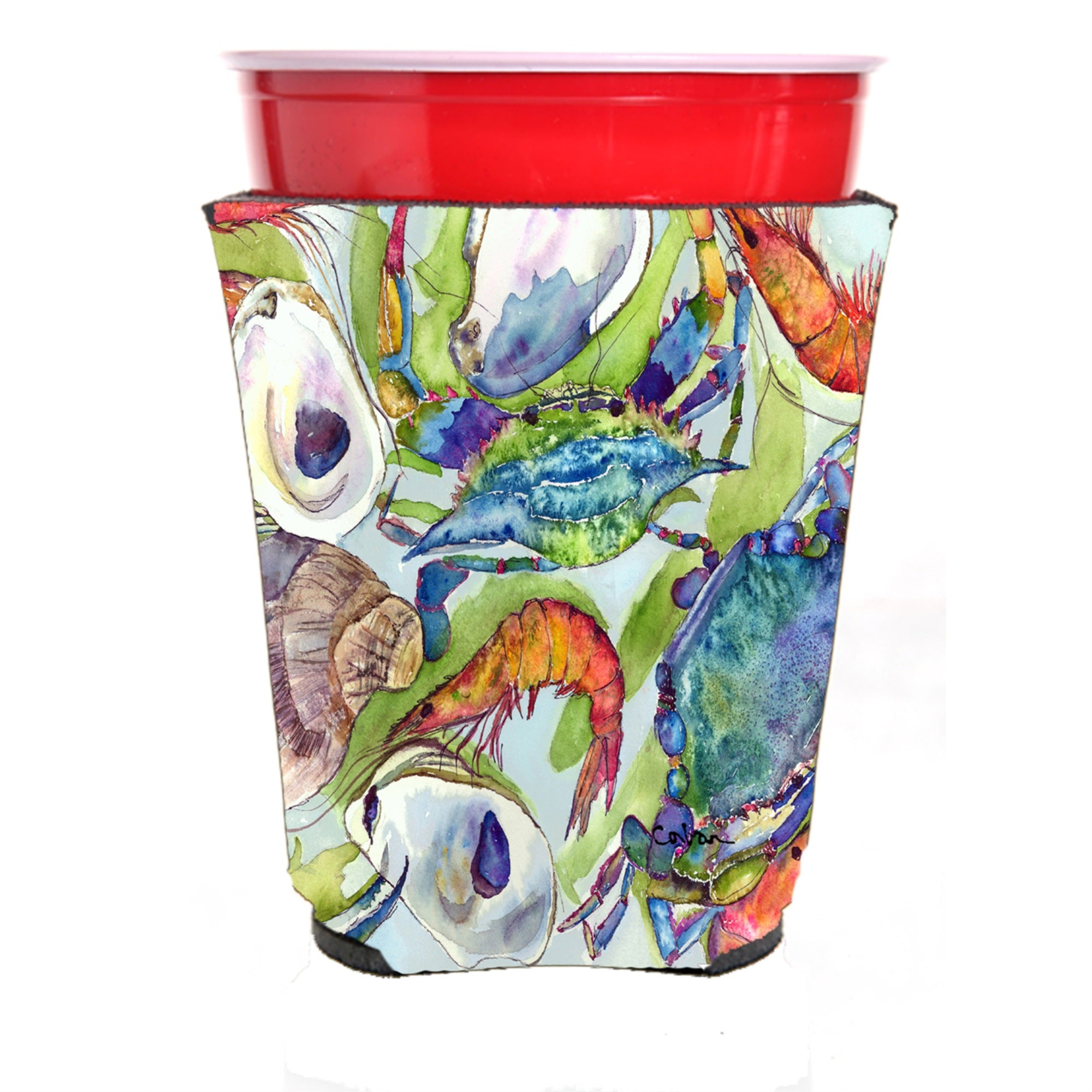 'Crab , Shrimp And Oysters Red Solo Cup Beverage Insulator Hugger''